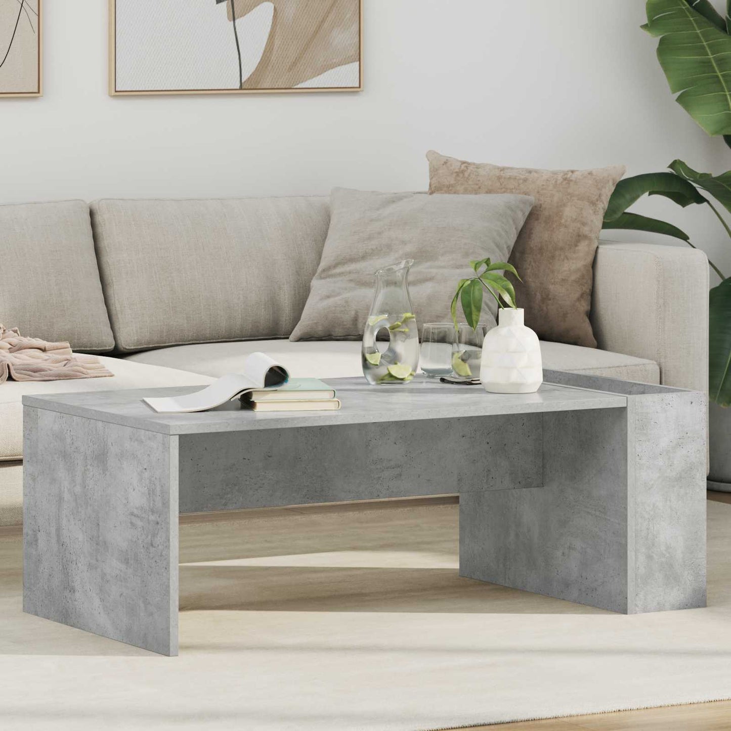 Sofabord Beton Grå 95 x 50 x 34 cm Konstrueret træ