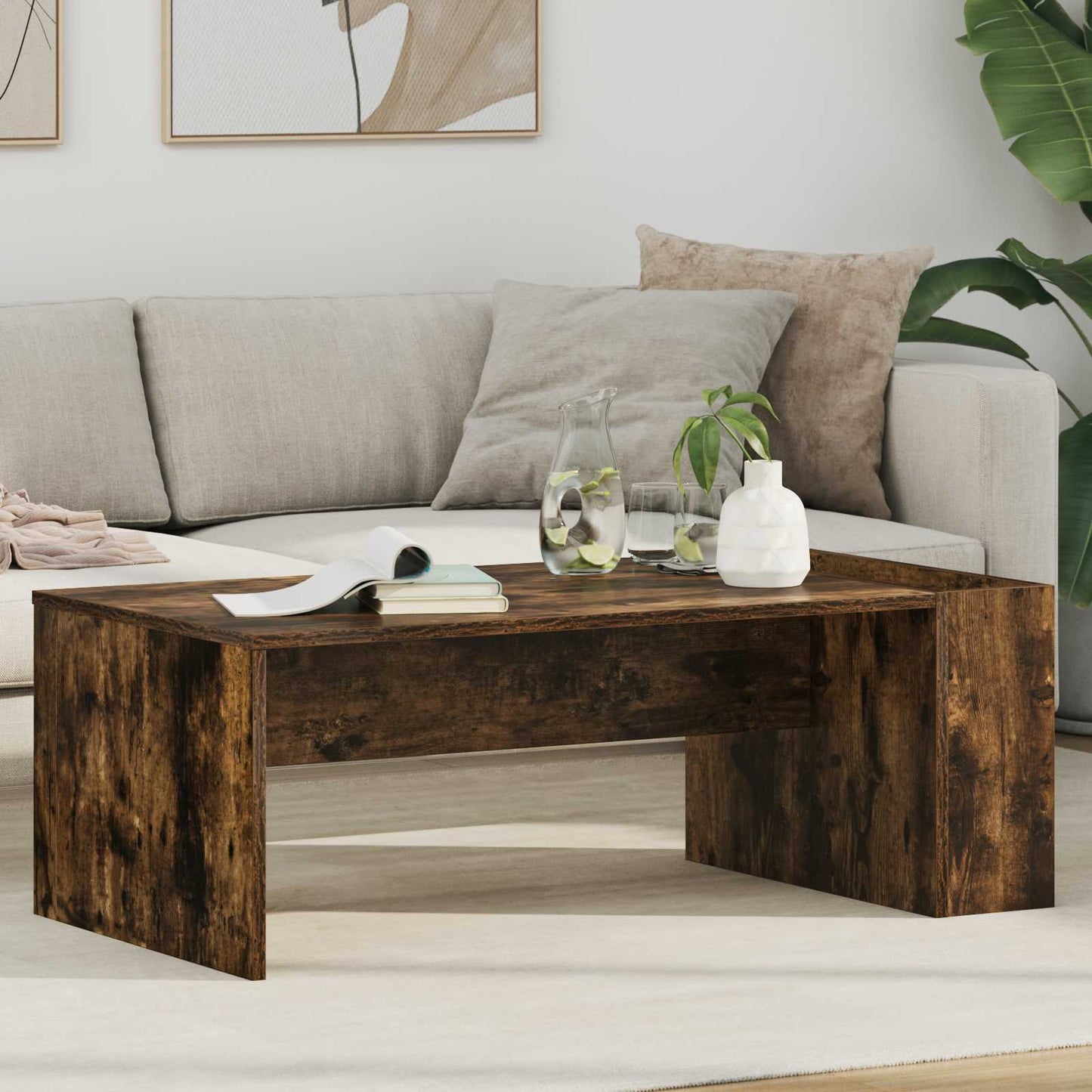 Sofabord Røget eg 95 x 50 x 34 cm Konstrueret træ