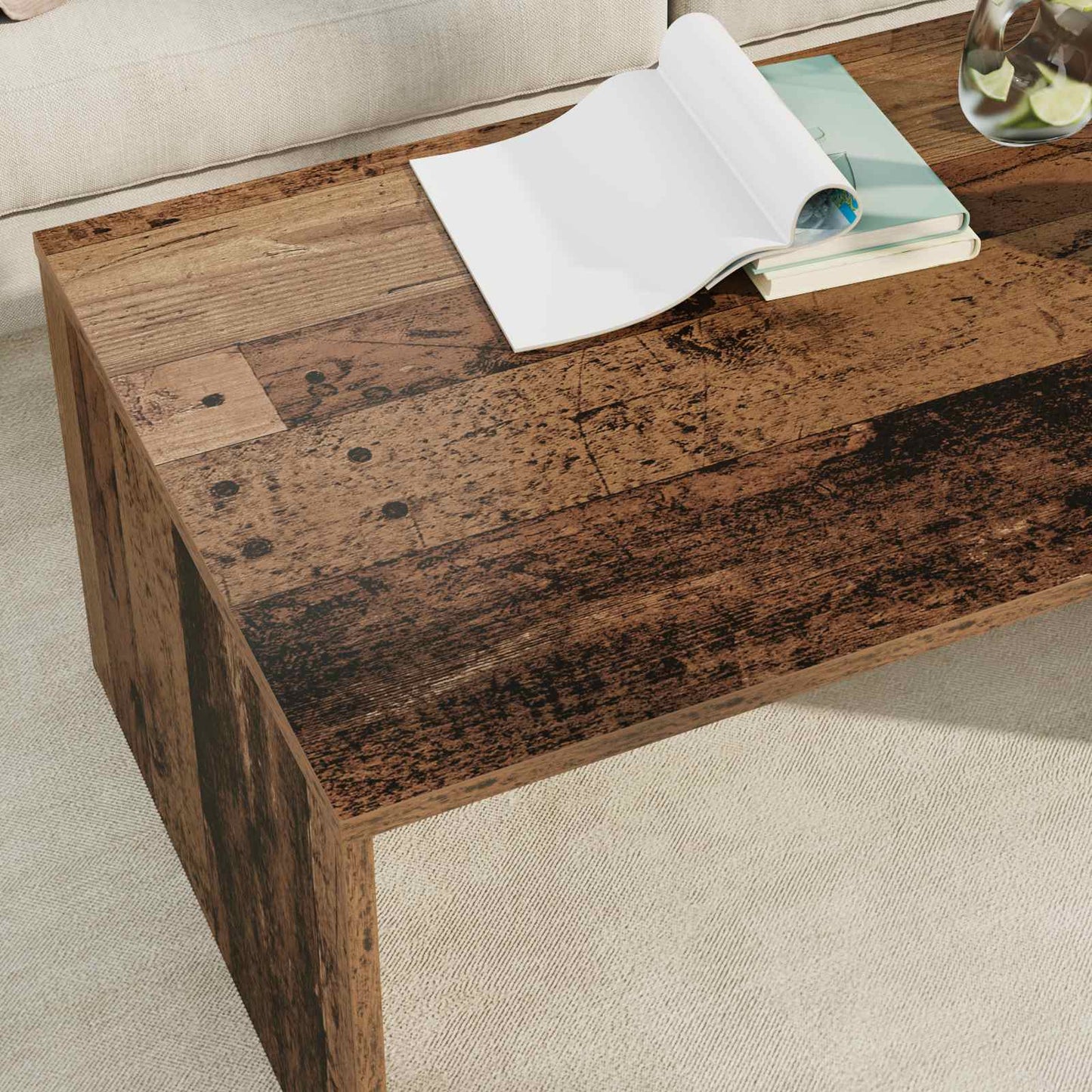 Sofabord Gammelt træ 95 x 50 x 34 cm Konstrueret træ