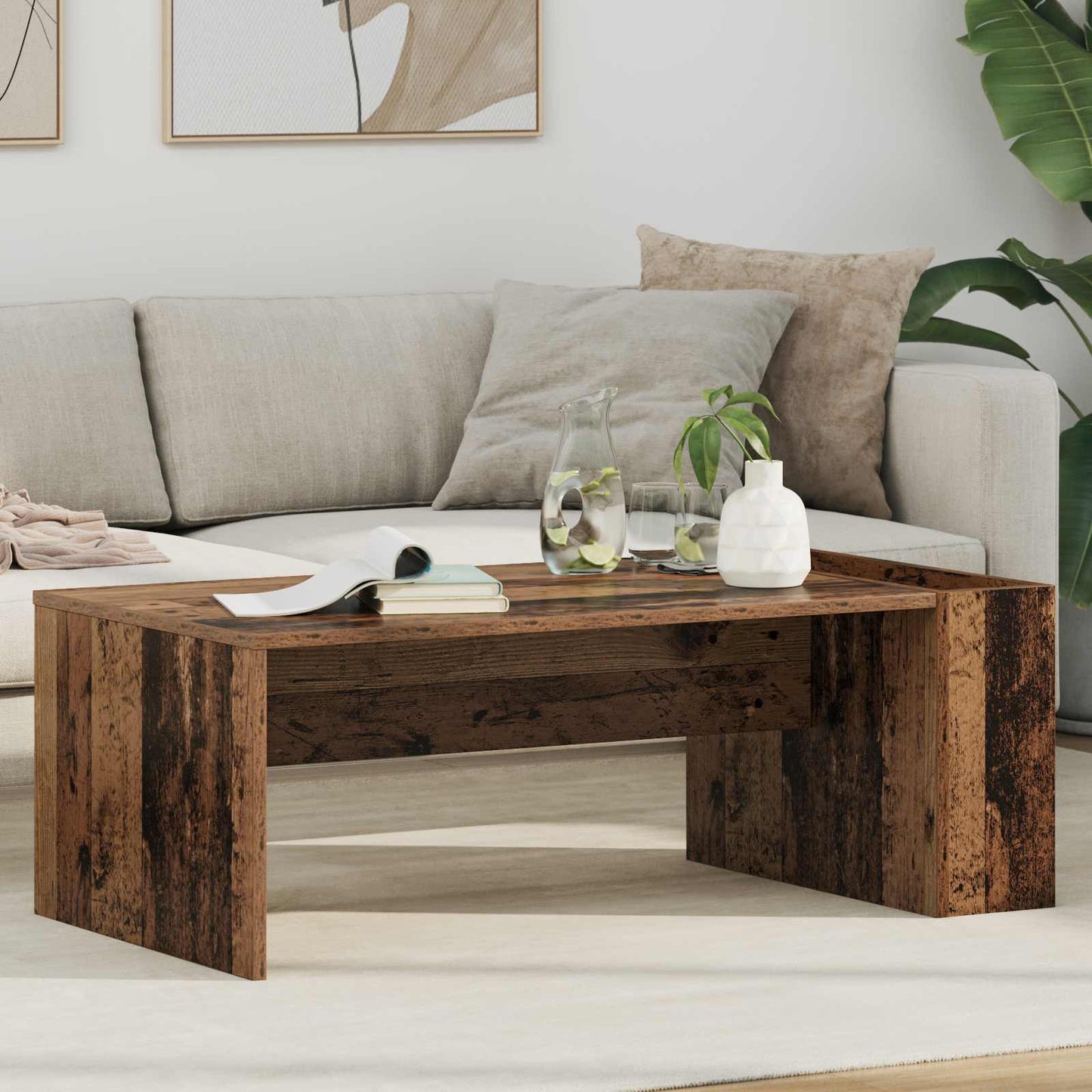 Sofabord Gammelt træ 95 x 50 x 34 cm Konstrueret træ