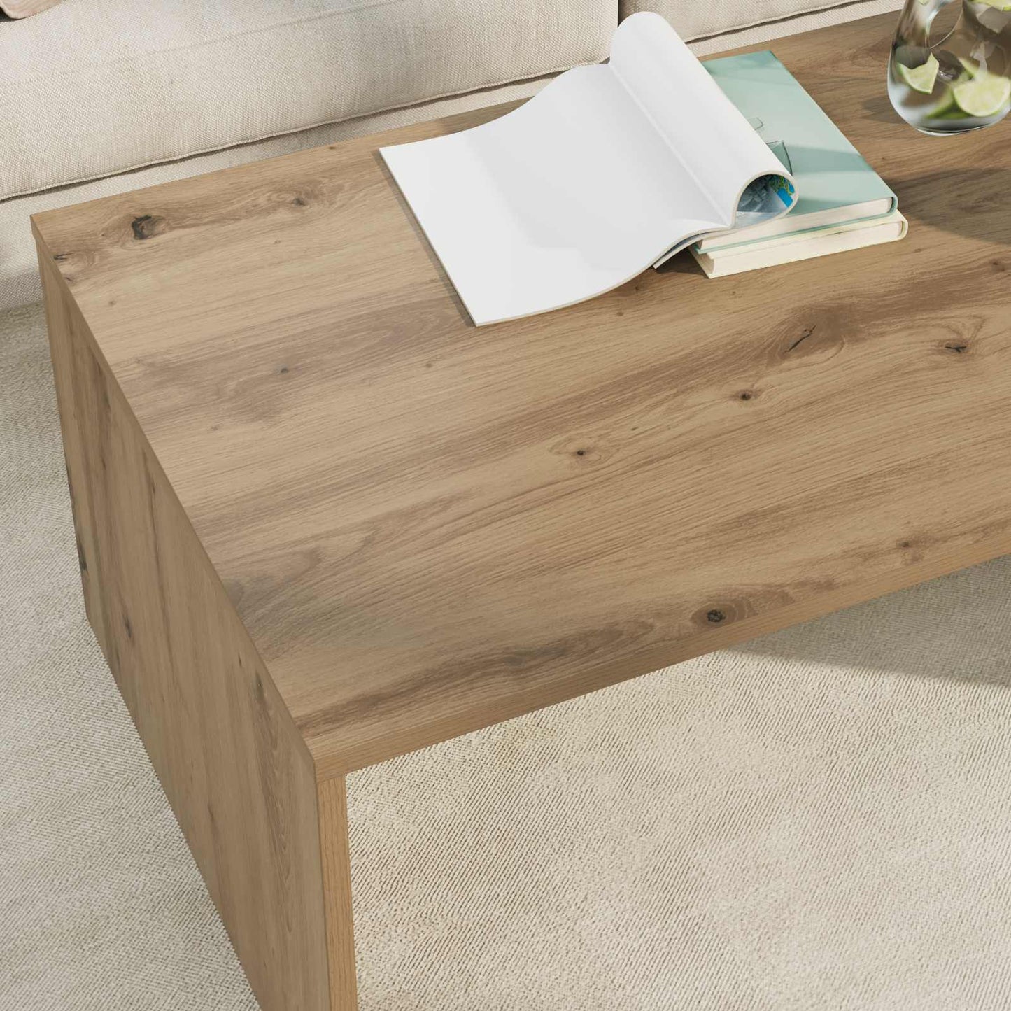 Sofabord Artisan Egetræ 95 x 50 x 34 cm Konstrueret træ