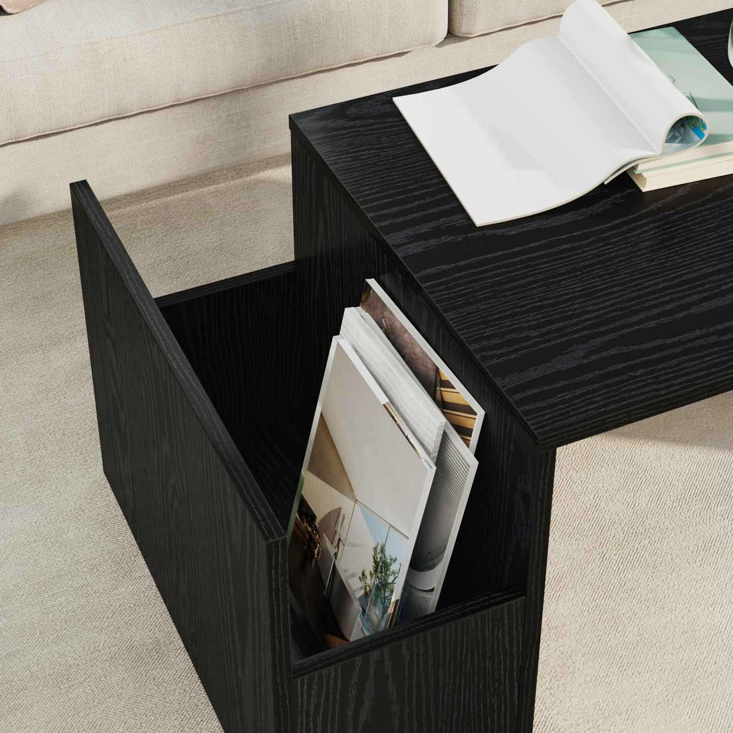 Sofabord Sort eg 90 x 45 x 35 cm Konstrueret træ