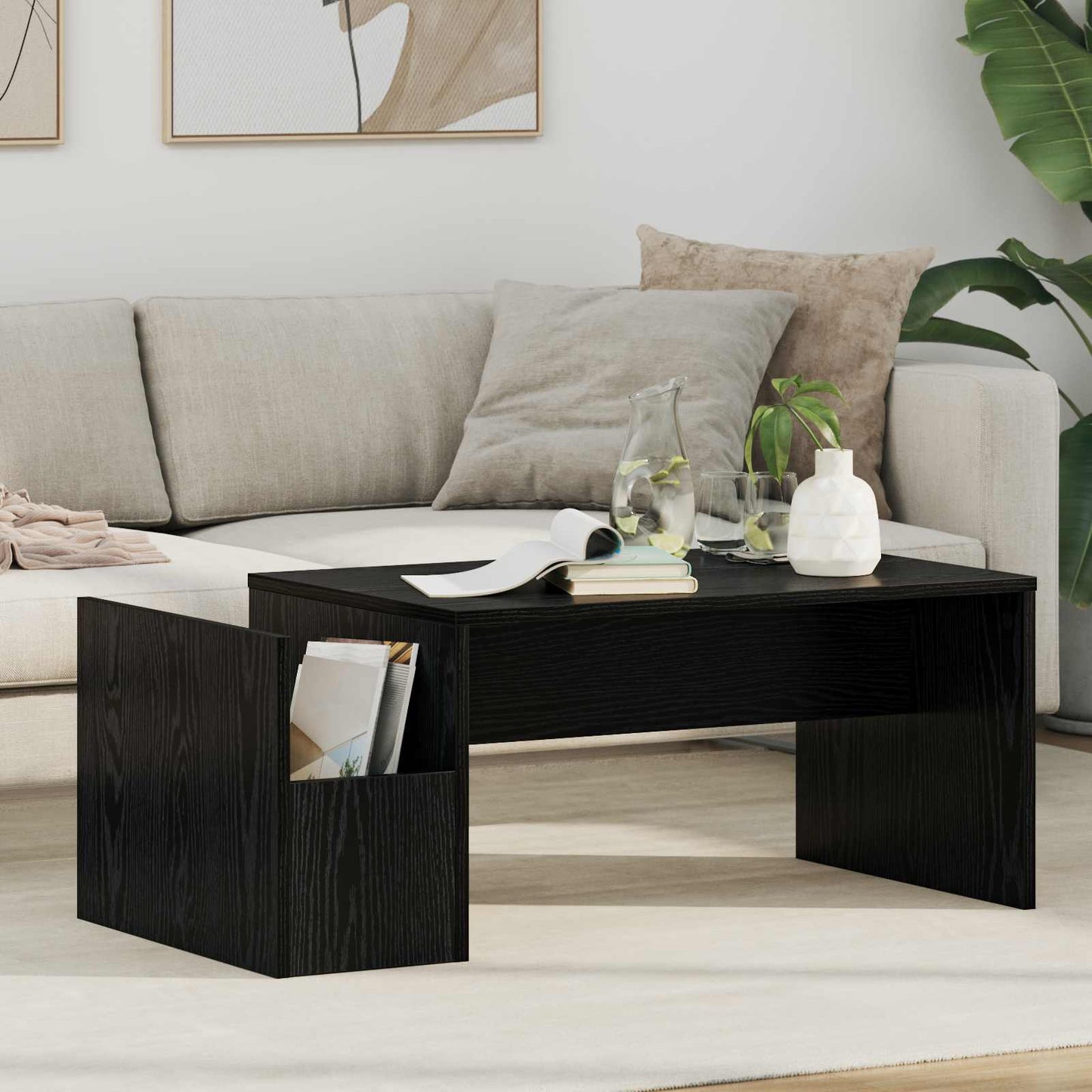 Sofabord Sort eg 90 x 45 x 35 cm Konstrueret træ