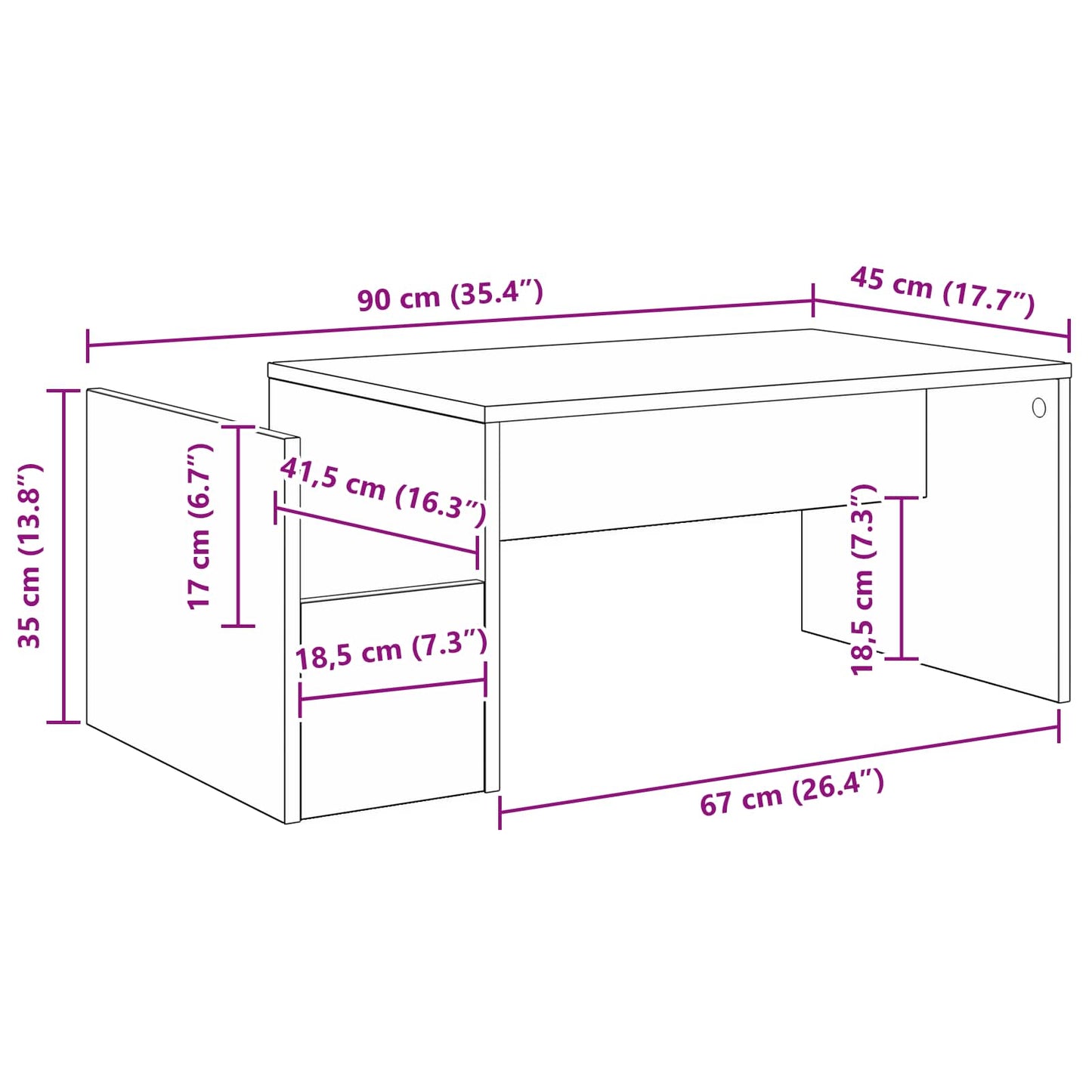 Sofabord Sort eg 90 x 45 x 35 cm Konstrueret træ