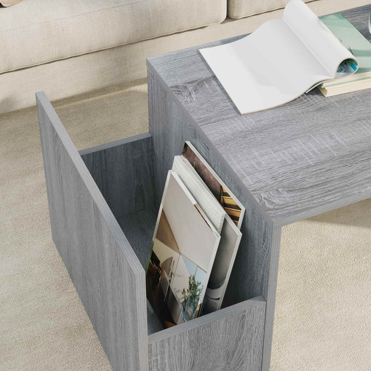 Sofabord Grå Sonoma 90 x 45 x 35 cm Konstrueret træ