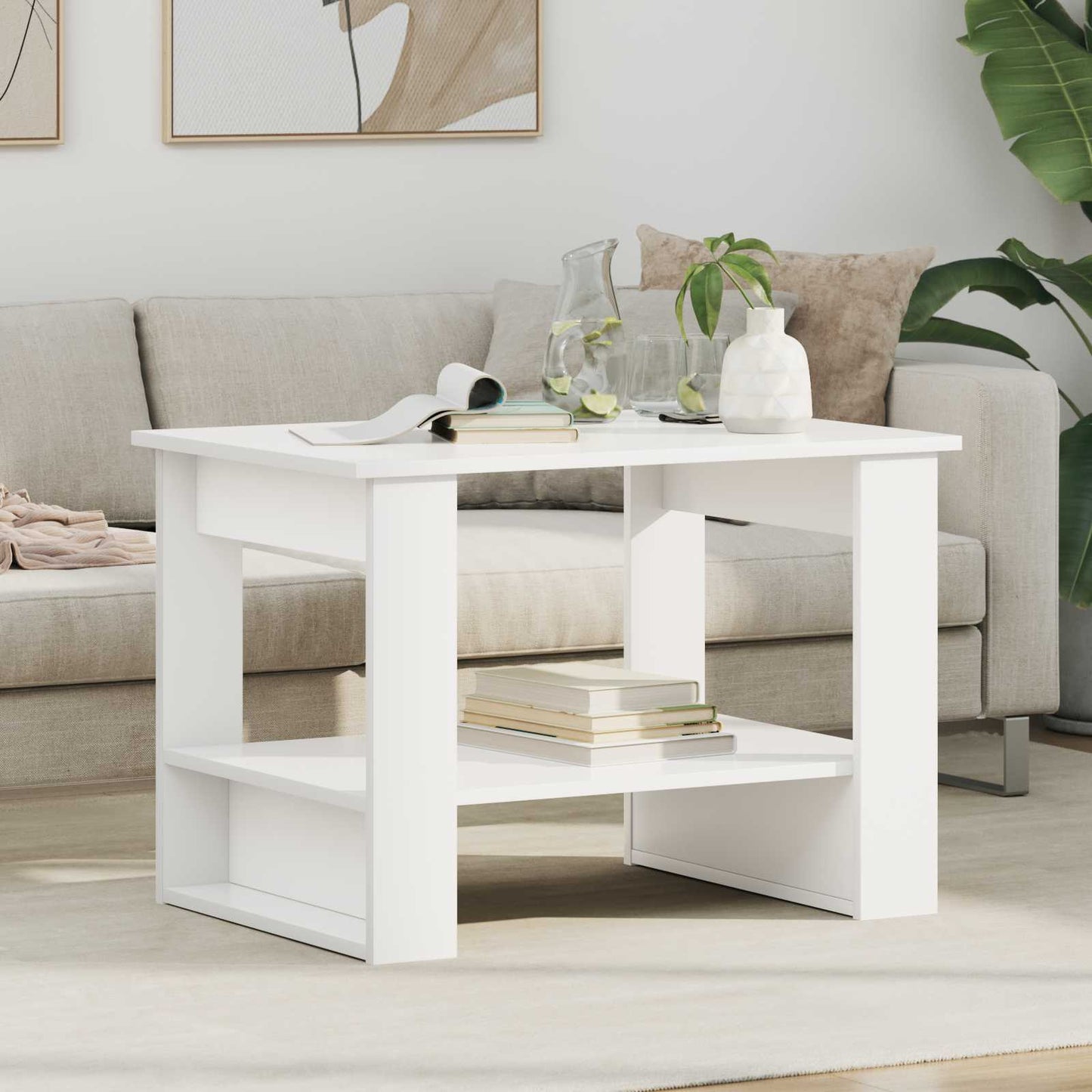 Sofabord Hvid 72 x 50 x 50 cm Konstrueret træ