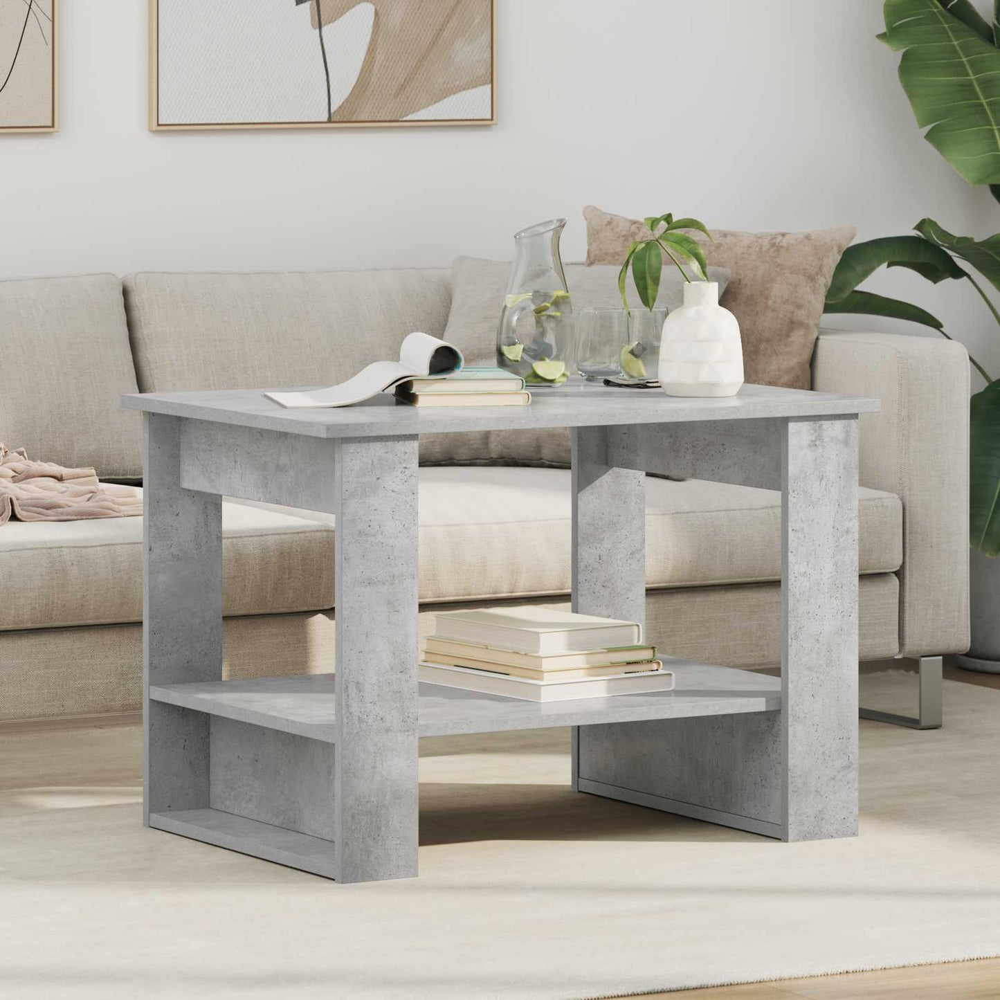Sofabord Beton Grå 72 x 50 x 50 cm Konstrueret træ
