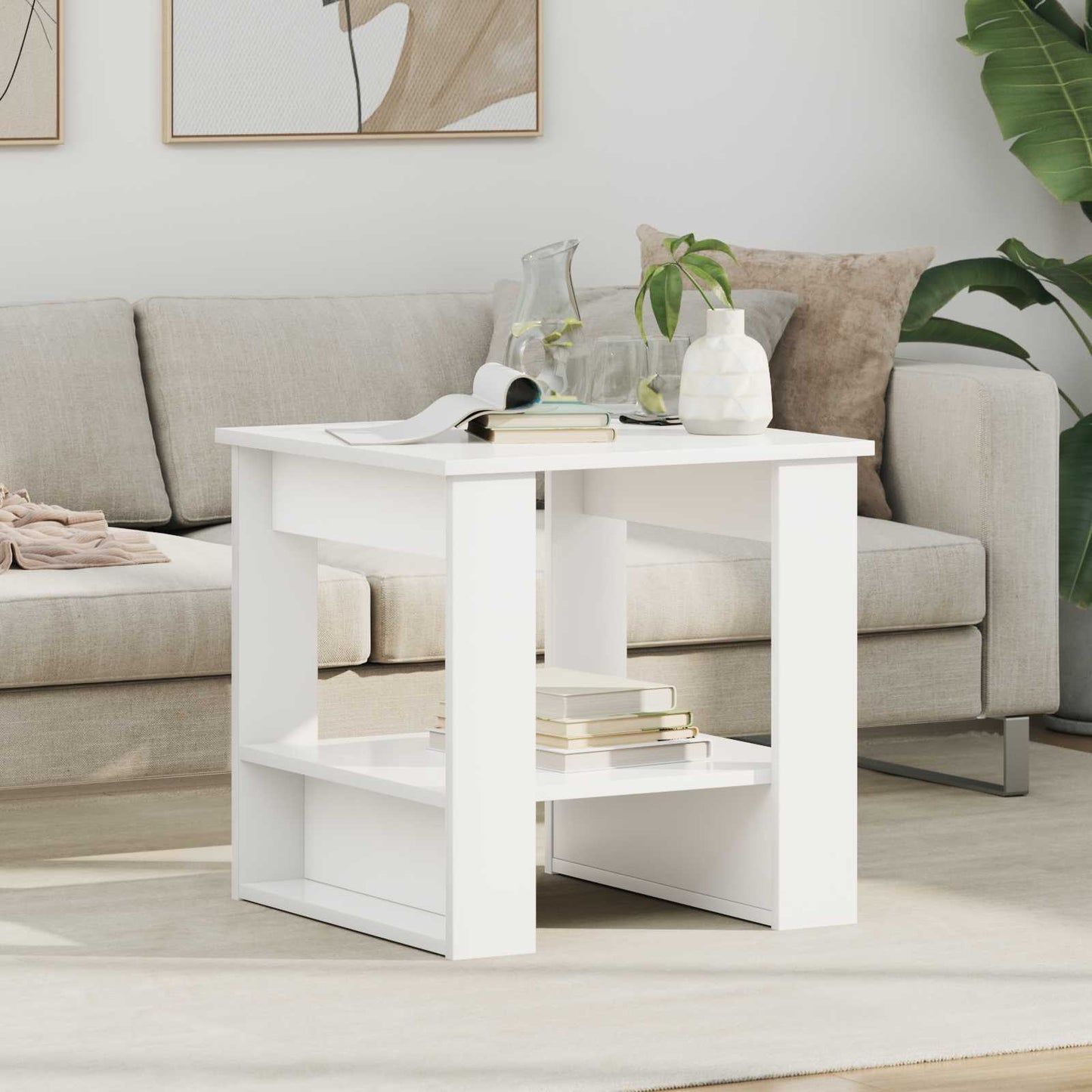Sofabord Hvid 51 x 50 x 50 cm Konstrueret træ