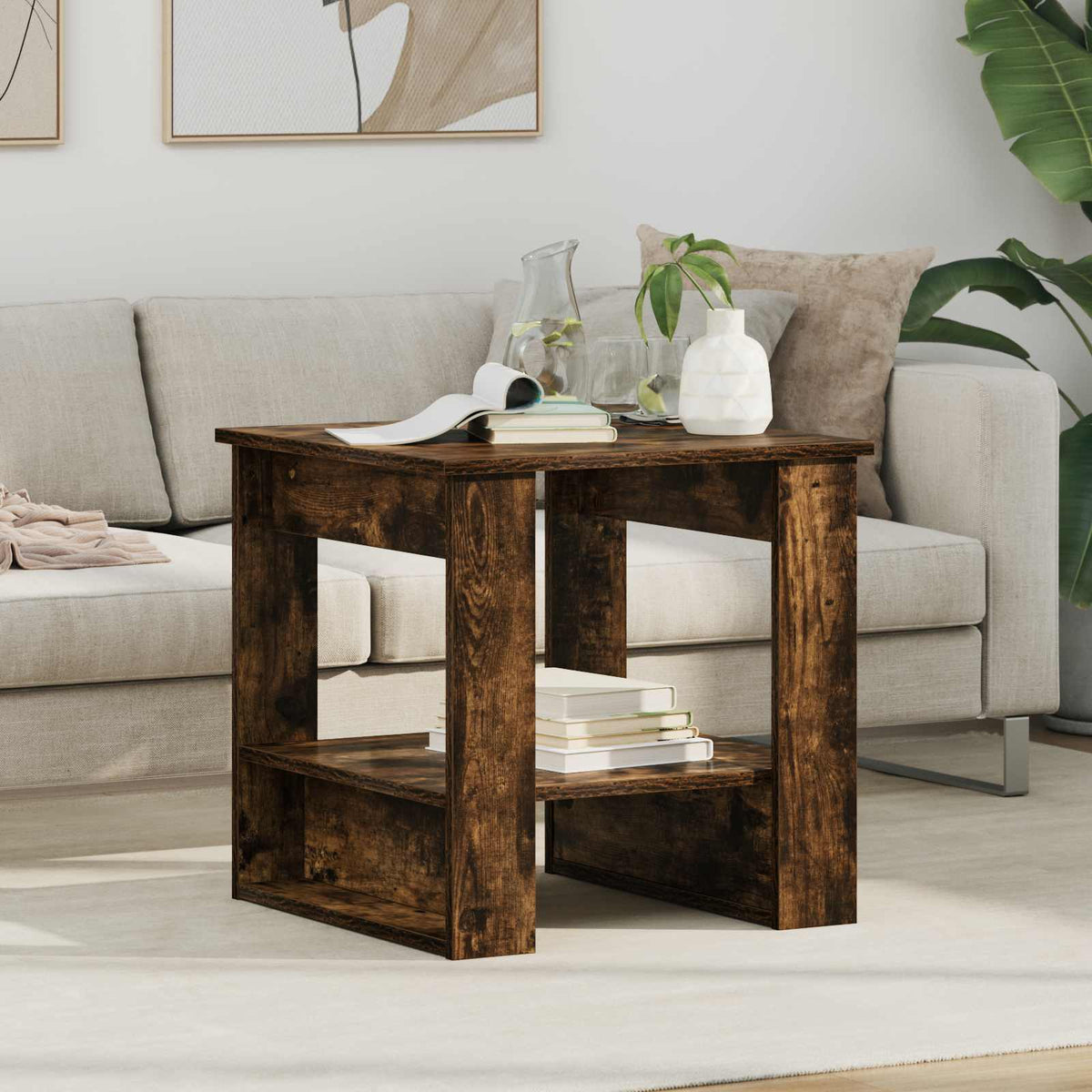 Sofabord Røget eg 51 x 50 x 50 cm Konstrueret træ