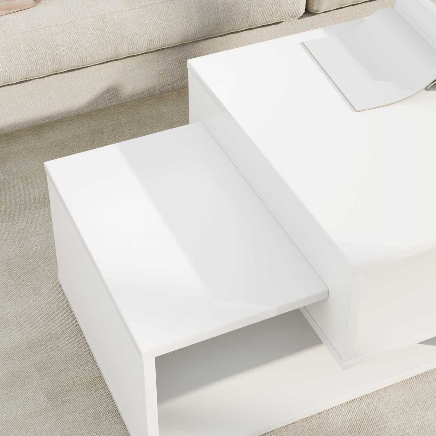Sofabord Hvid 105 x 50 x 32,5 cm Konstrueret træ