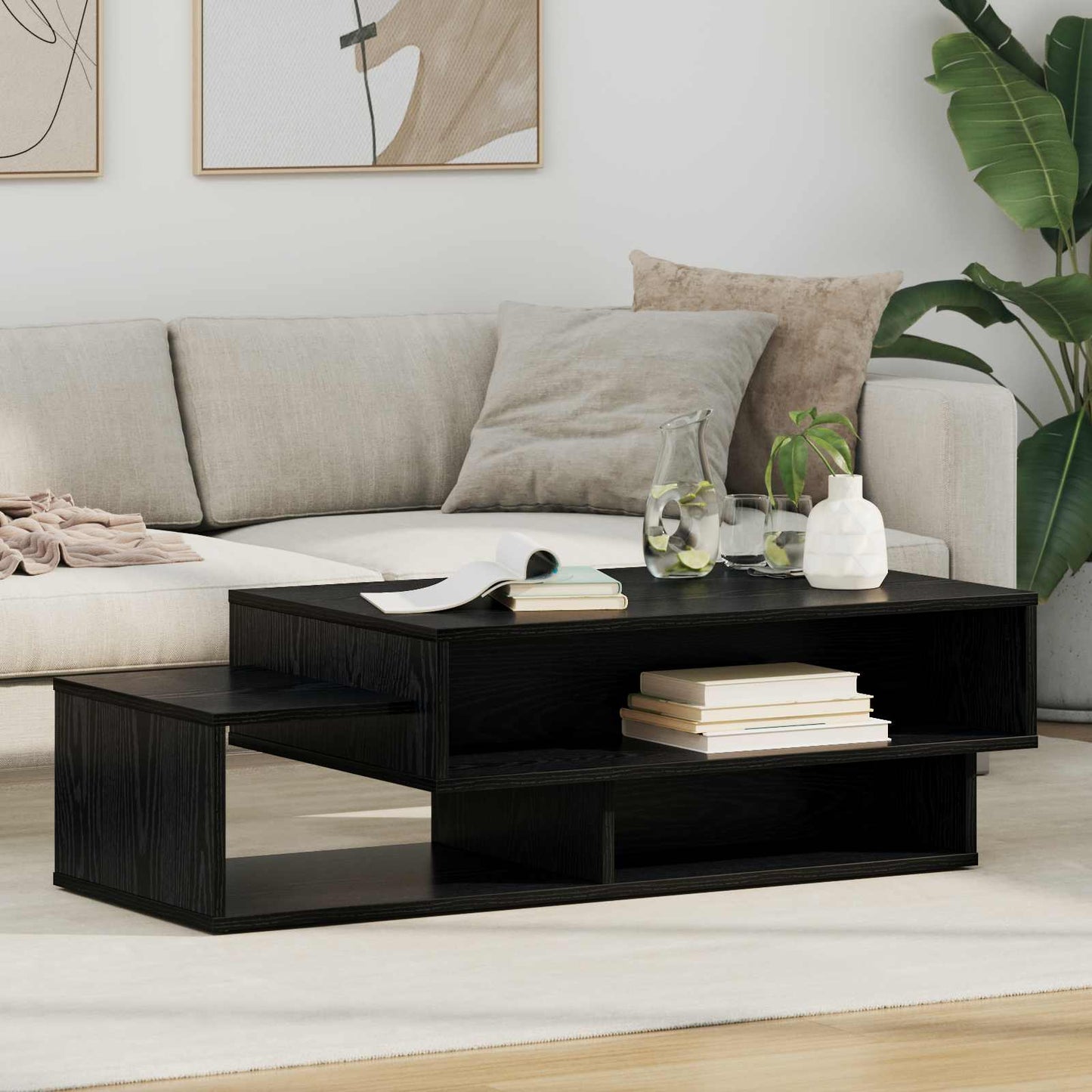 Sofabord Sort eg 105 x 50 x 32,5 cm Konstrueret træ