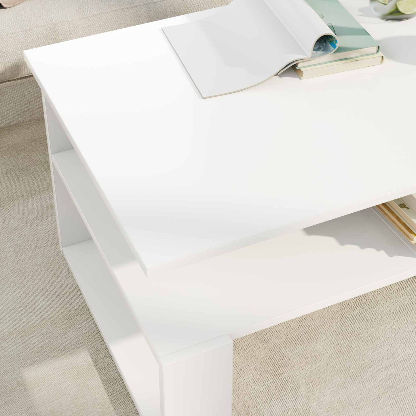 Sofabord Hvid 90 x 50 x 40 cm Konstrueret træ