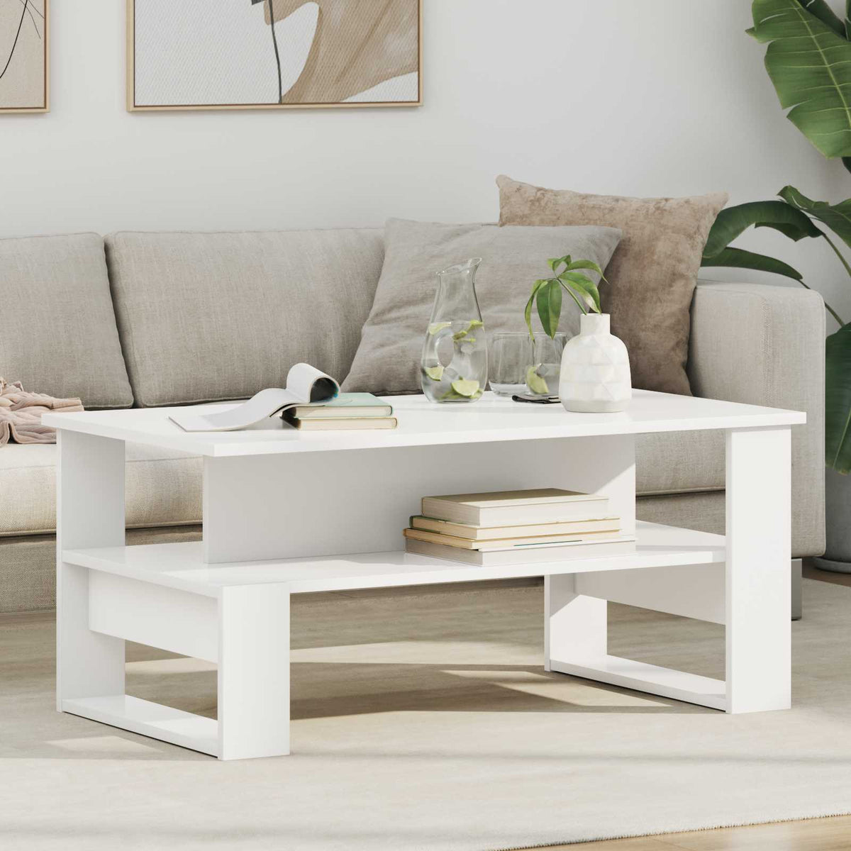 Sofabord Hvid 90 x 50 x 40 cm Konstrueret træ