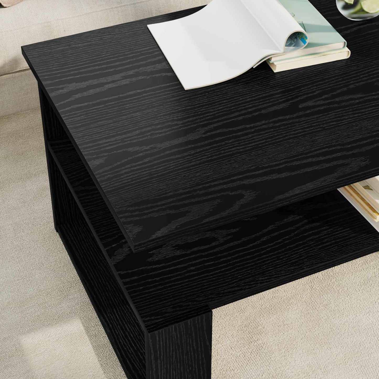 Sofabord Sort eg 90 x 50 x 40 cm Konstrueret træ