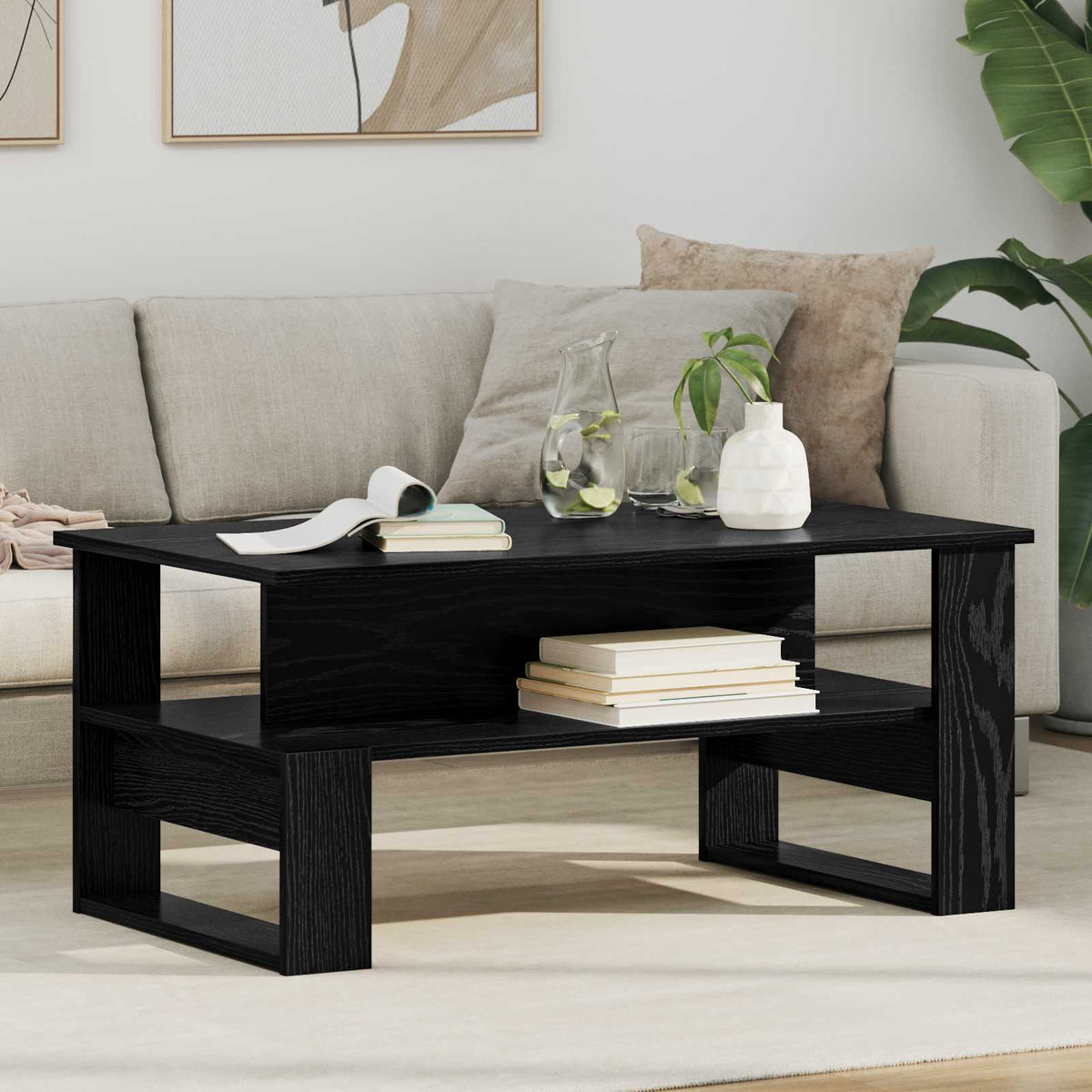 Sofabord Sort eg 90 x 50 x 40 cm Konstrueret træ