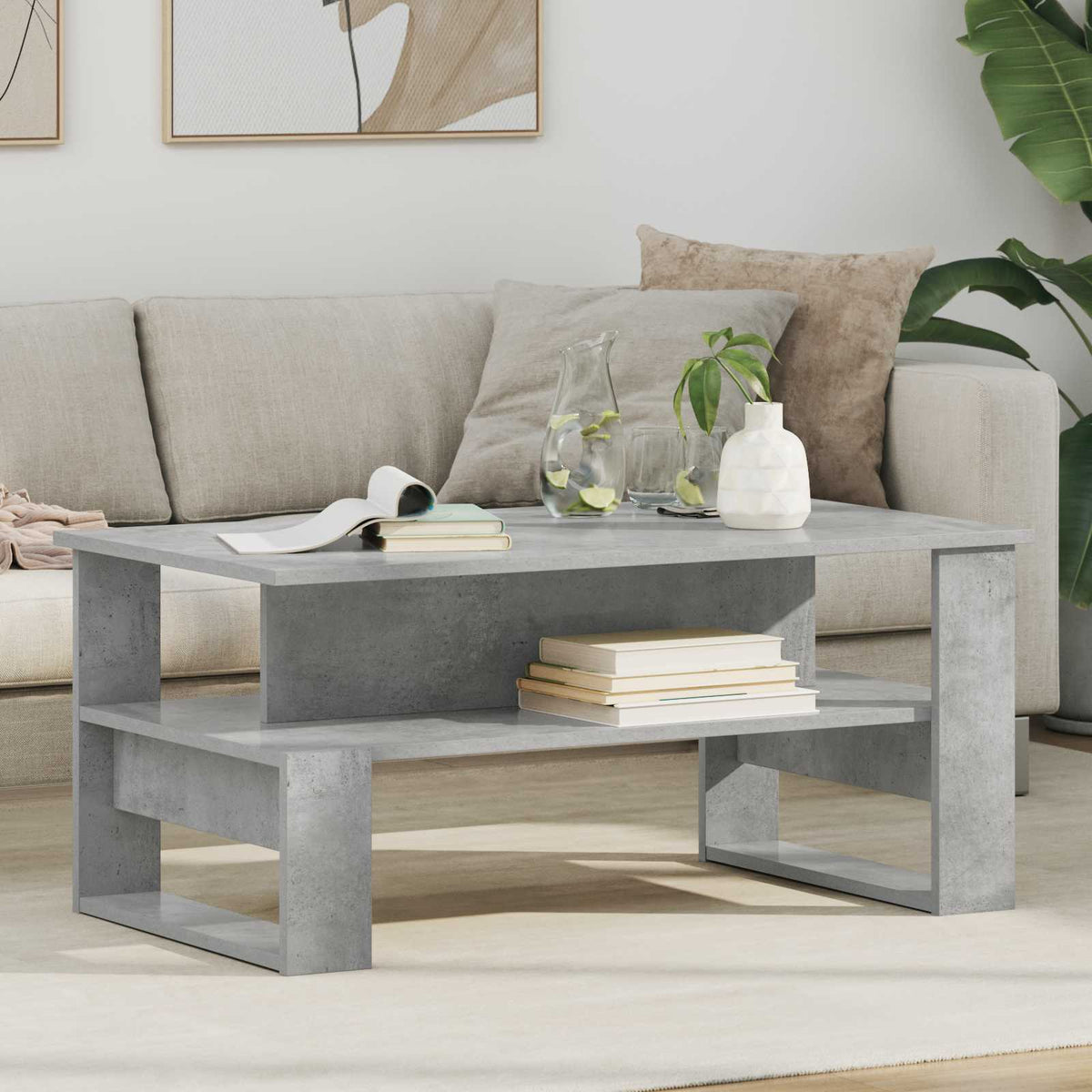 Sofabord Beton Grå 90 x 50 x 40 cm Konstrueret træ