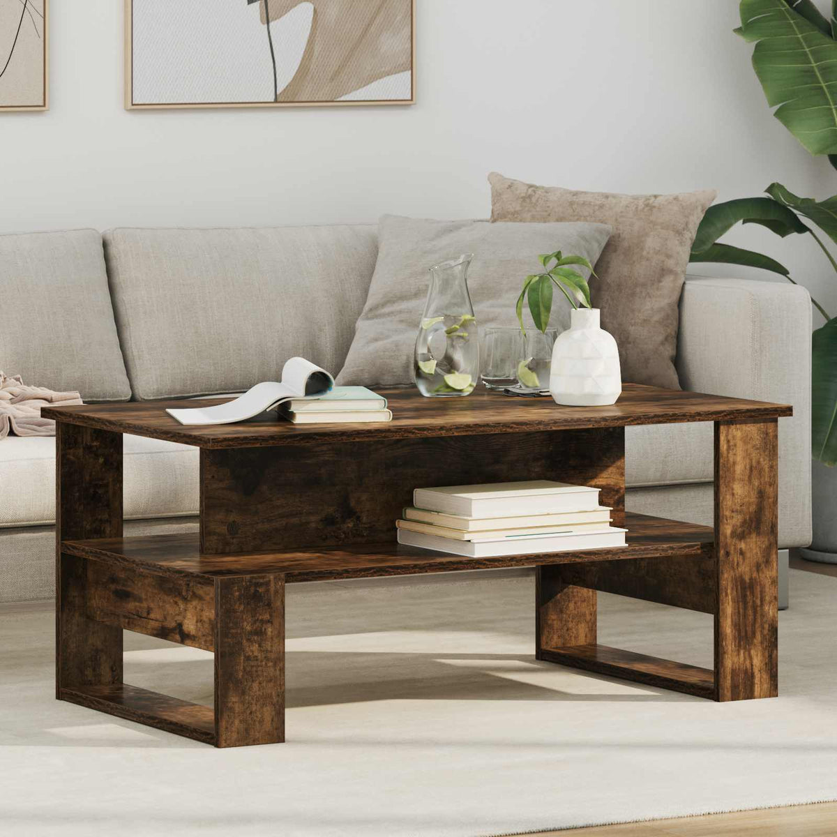 Sofabord Røget eg 90 x 50 x 40 cm Konstrueret træ