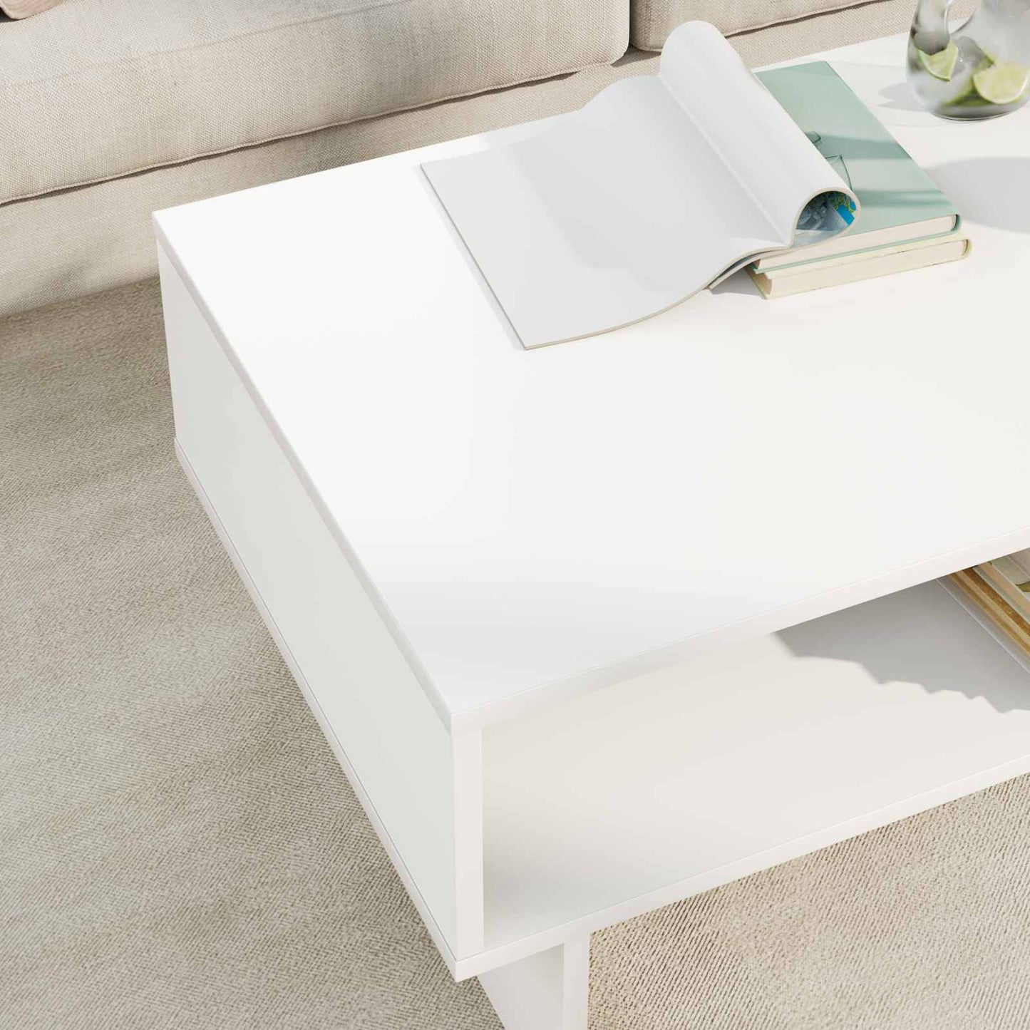 Sofabord Hvid 80 x 46 x 35 cm Konstrueret træ