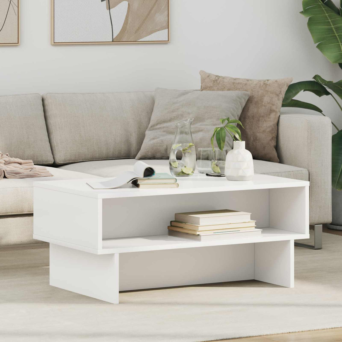 Sofabord Hvid 80 x 46 x 35 cm Konstrueret træ