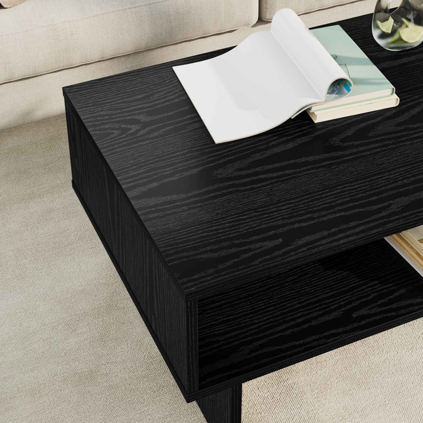 Sofabord Sort eg 80 x 46 x 35 cm Konstrueret træ