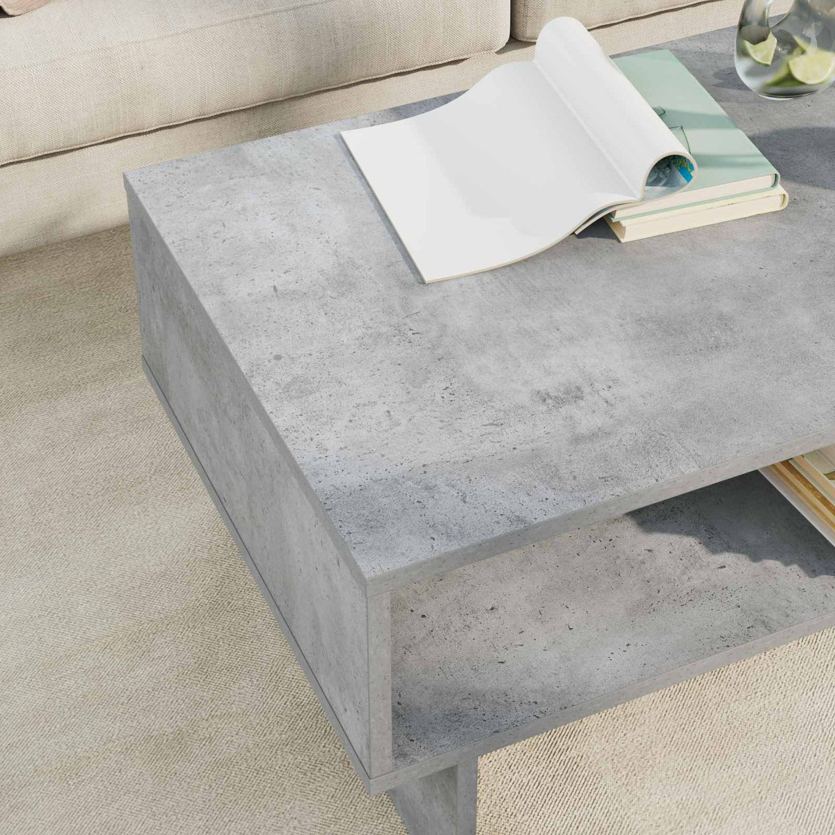 Sofabord Beton Grå 80 x 46 x 35 cm Konstrueret træ