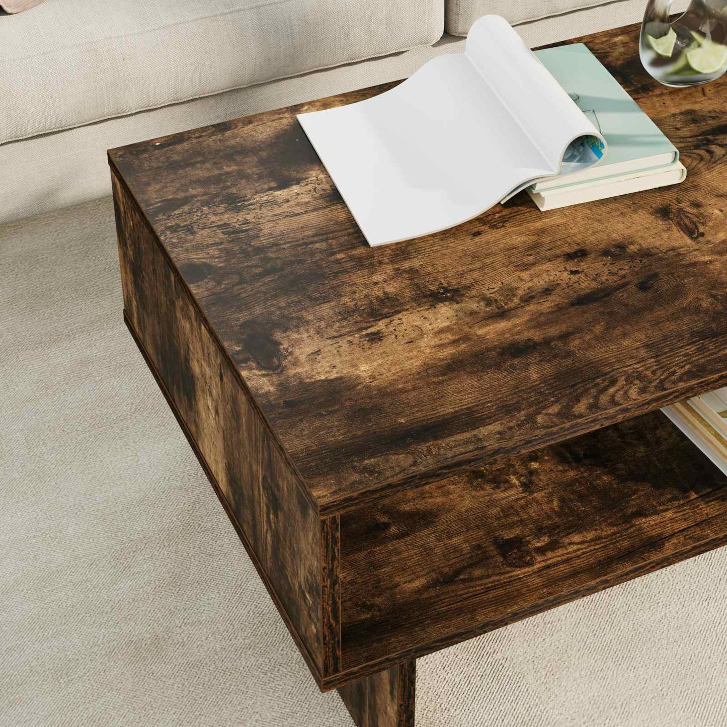Sofabord Røget eg 80 x 46 x 35 cm Konstrueret træ