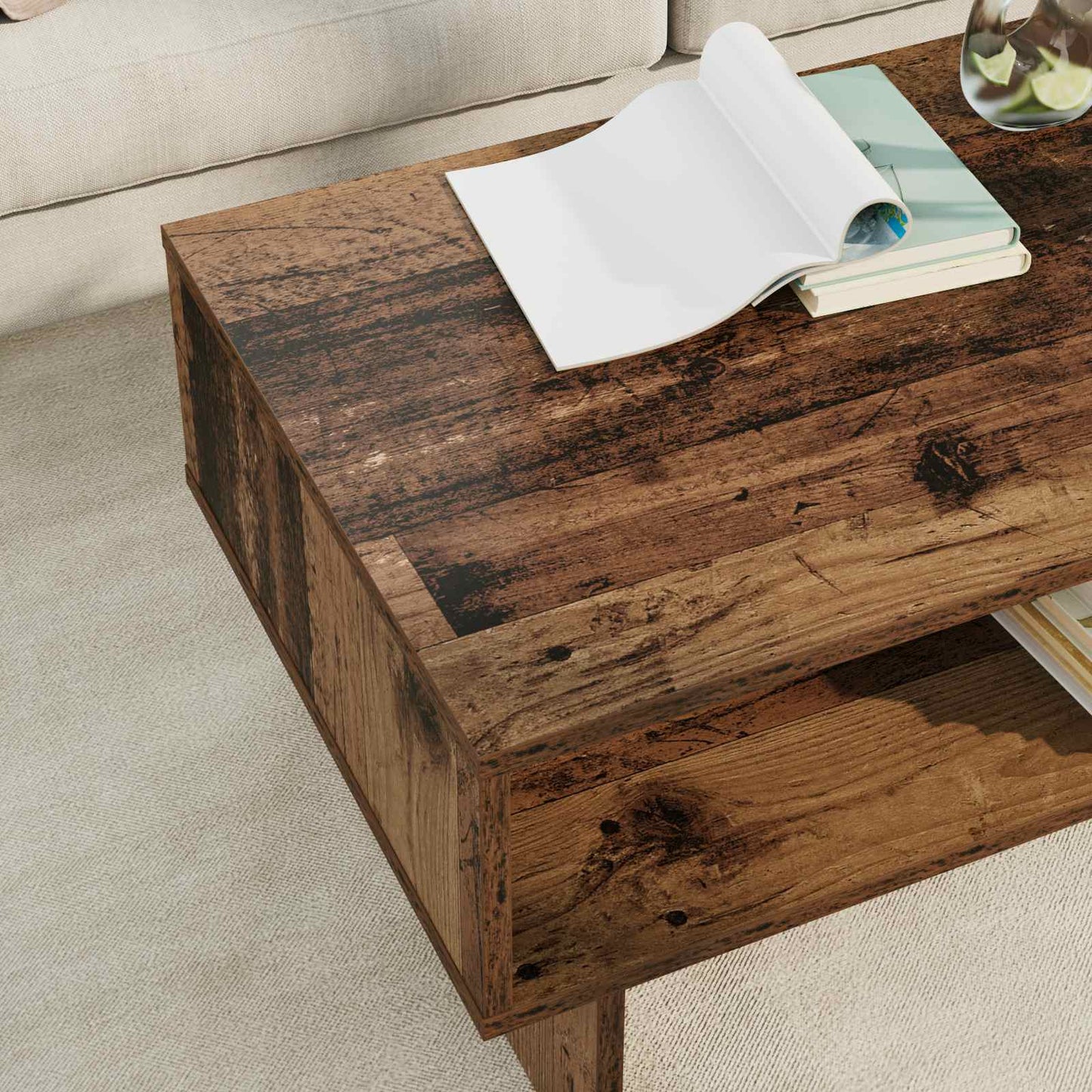 Sofabord Gammelt træ 80 x 46 x 35 cm Konstrueret træ