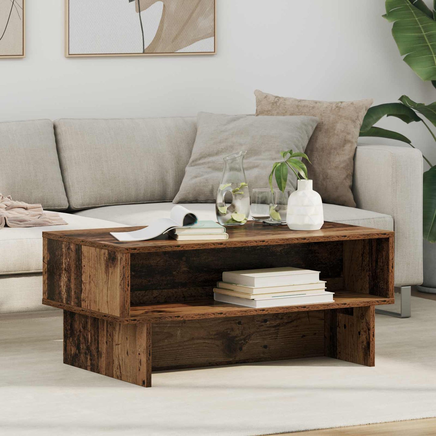 Sofabord Gammelt træ 80 x 46 x 35 cm Konstrueret træ