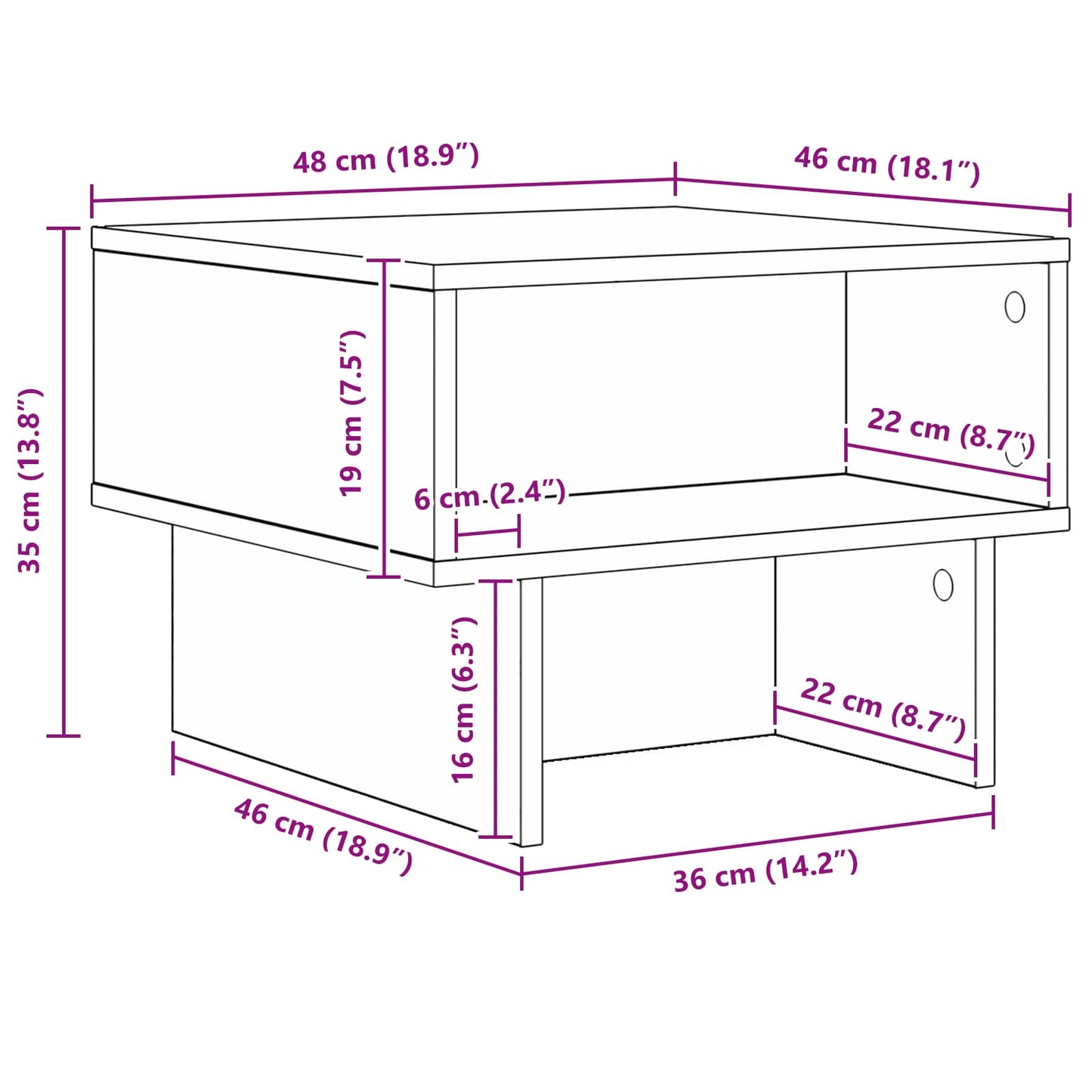 Sofabord Røget eg 48 x 46 x 35 cm Konstrueret træ