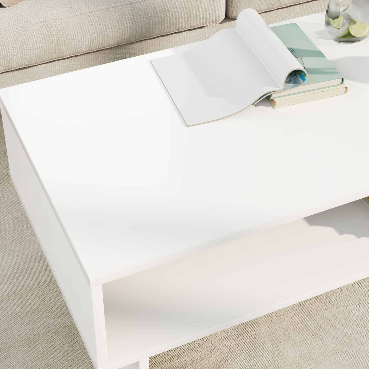 Sofabord Hvid 100 x 46 x 35 cm Konstrueret træ