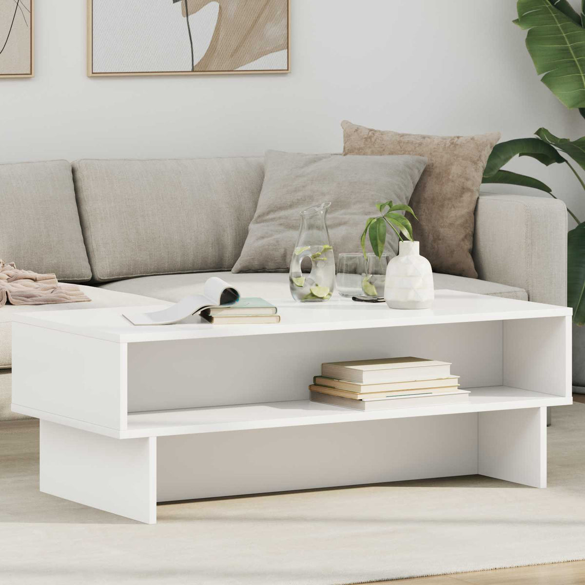 Sofabord Hvid 100 x 46 x 35 cm Konstrueret træ