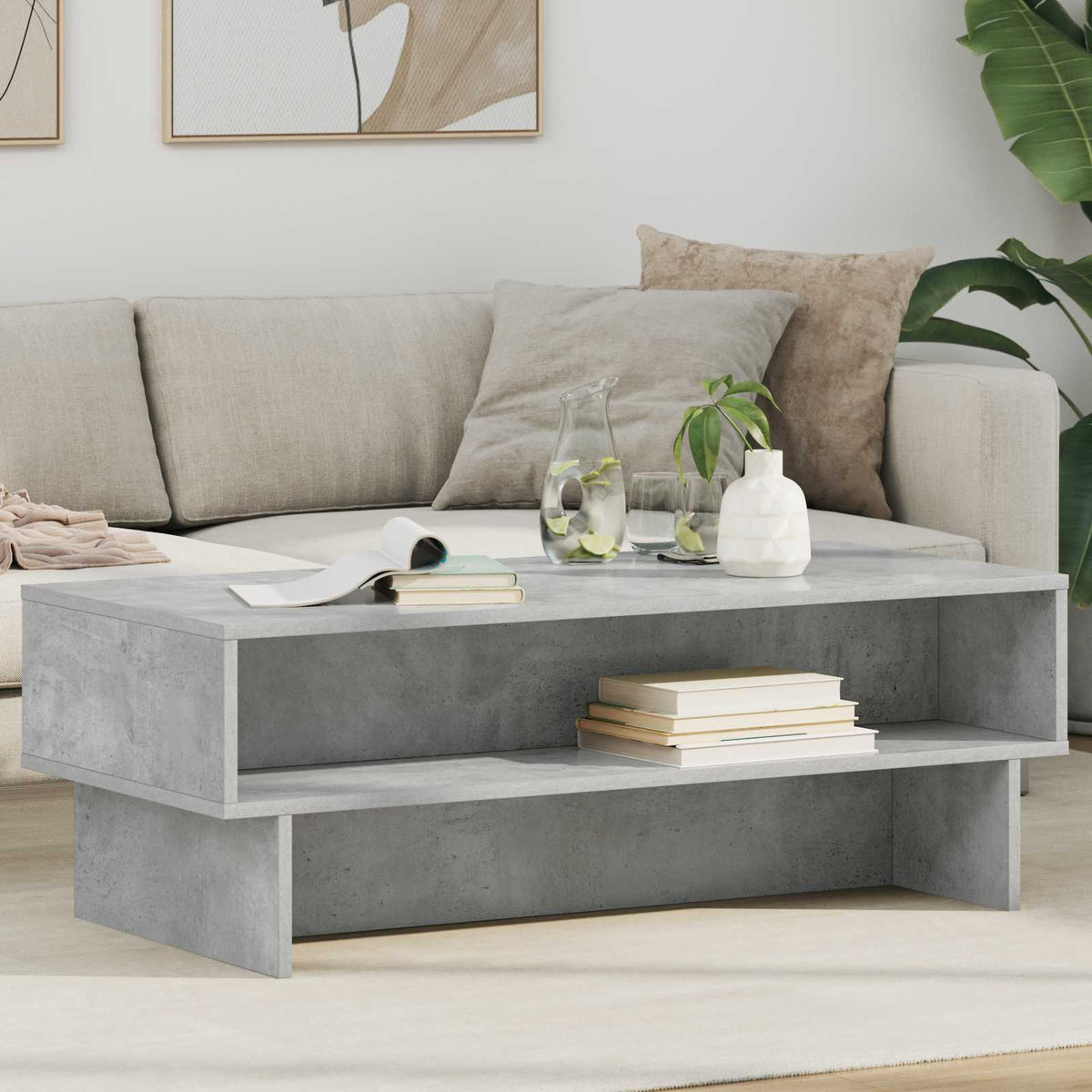 Sofabord Beton Grå 100 x 46 x 35 cm Konstrueret træ