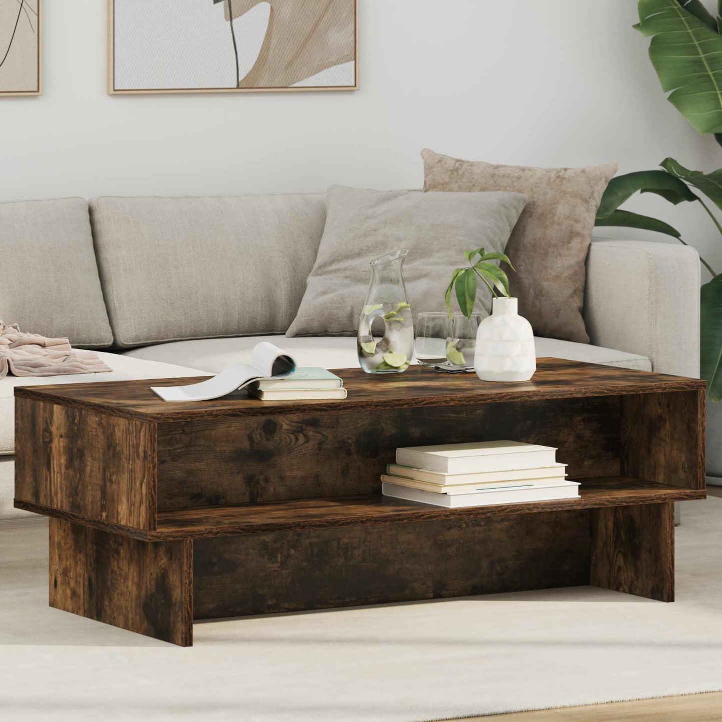 Sofabord Røget eg 100 x 46 x 35 cm Konstrueret træ
