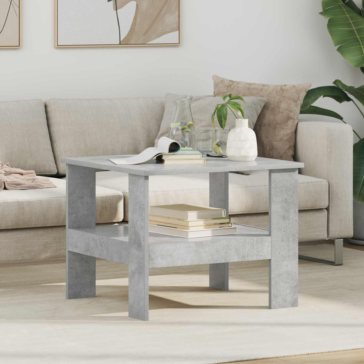 Sofabord Beton Grå 57 x 55 x 45 cm Konstrueret træ