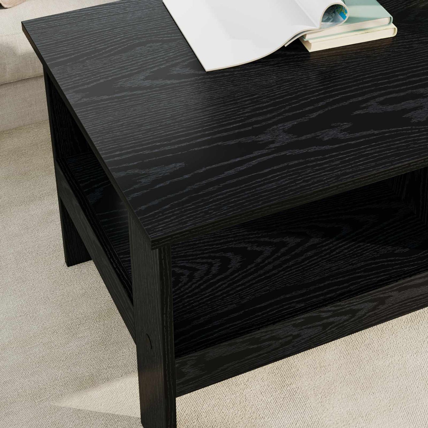 Sofabord Sort eg 90 x 50 x 45 cm Konstrueret træ