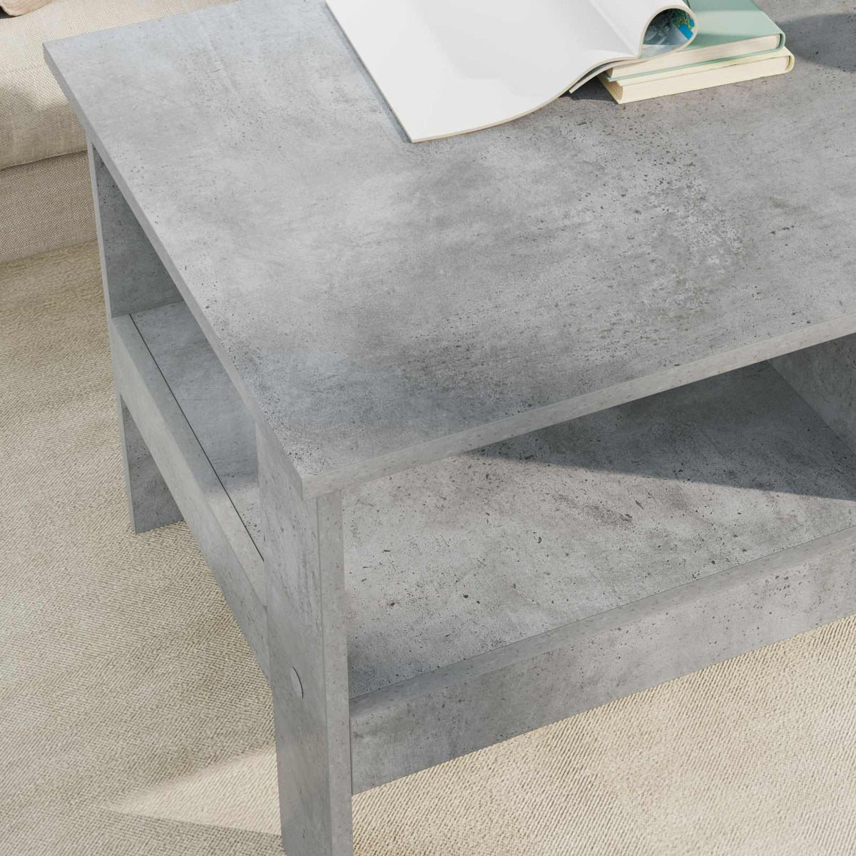 Sofabord Beton Grå 90 x 50 x 45 cm Konstrueret træ