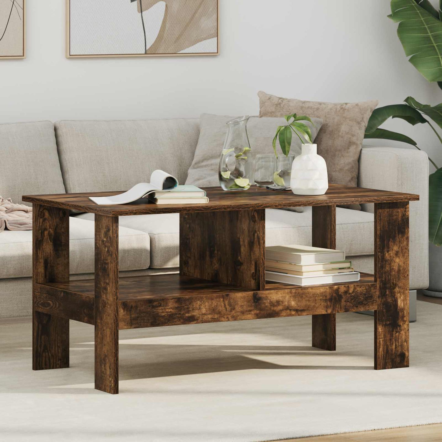 Sofabord Røget eg 90 x 50 x 45 cm Konstrueret træ