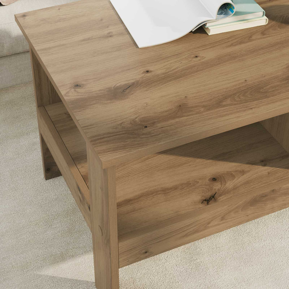 Sofabord Artisan Egetræ 90 x 50 x 45 cm Konstrueret træ