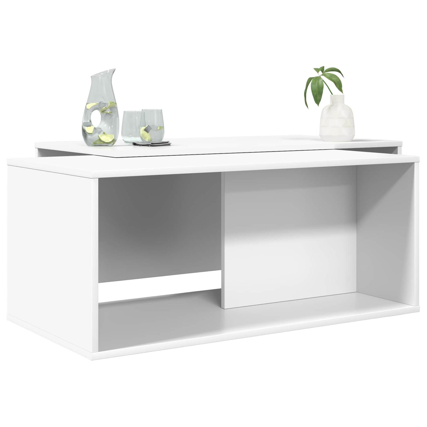 Kaffebord Sæt 2 stk. Hvid 90 x 48 x 40 cm Konstrueret træ