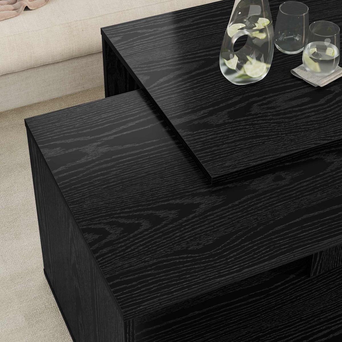 Kaffebord Sæt 2 stk. Sort eg 90 x 48 x 40 cm Konstrueret træ