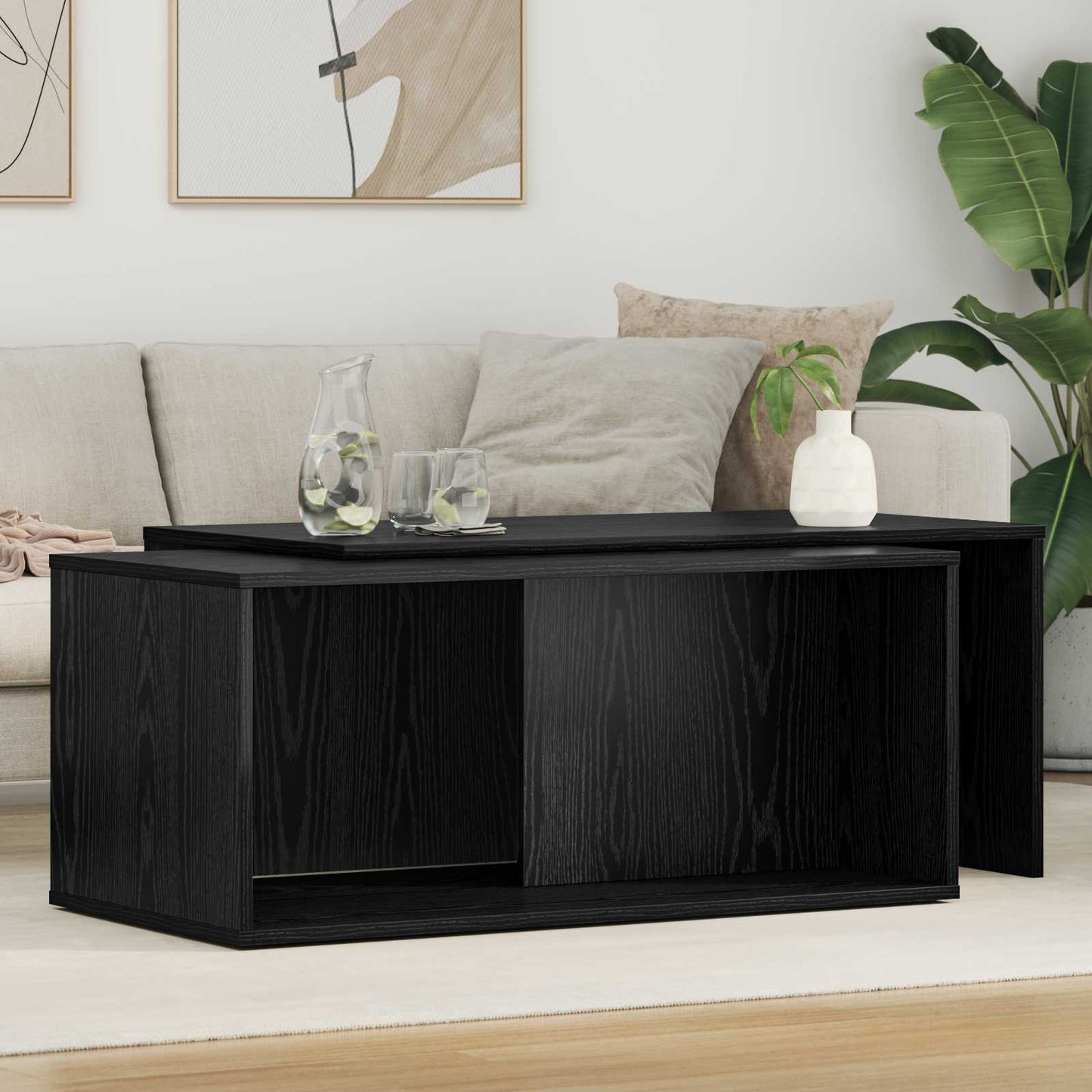Kaffebord Sæt 2 stk. Sort eg 90 x 48 x 40 cm Konstrueret træ