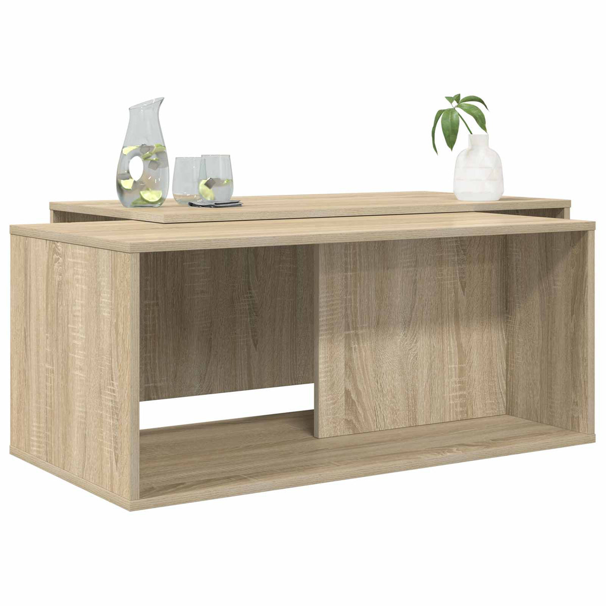 Kaffebord Sæt 2 stk. Sonoma eg 90 x 48 x 40 cm Konstrueret træ