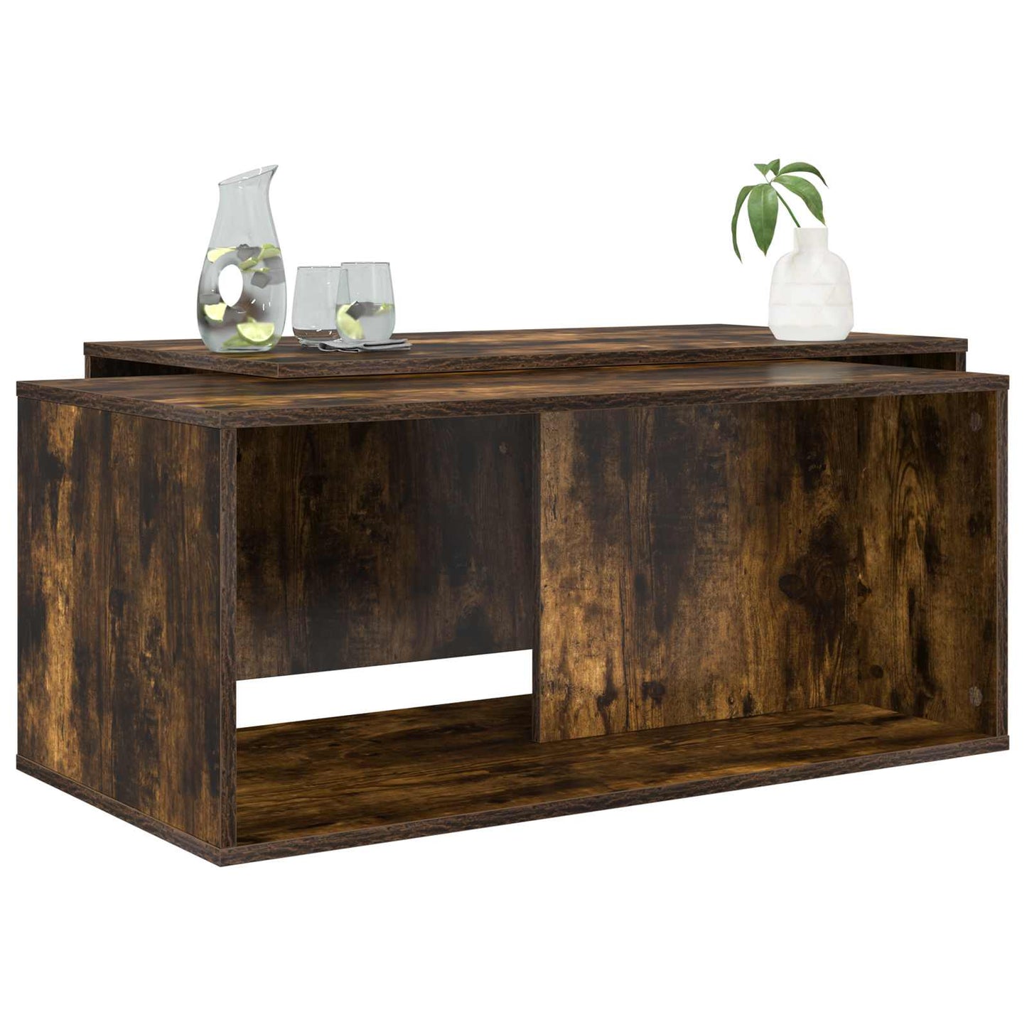 Kaffebord Sæt 2 stk. Røget eg 90 x 48 x 40 cm Konstrueret træ