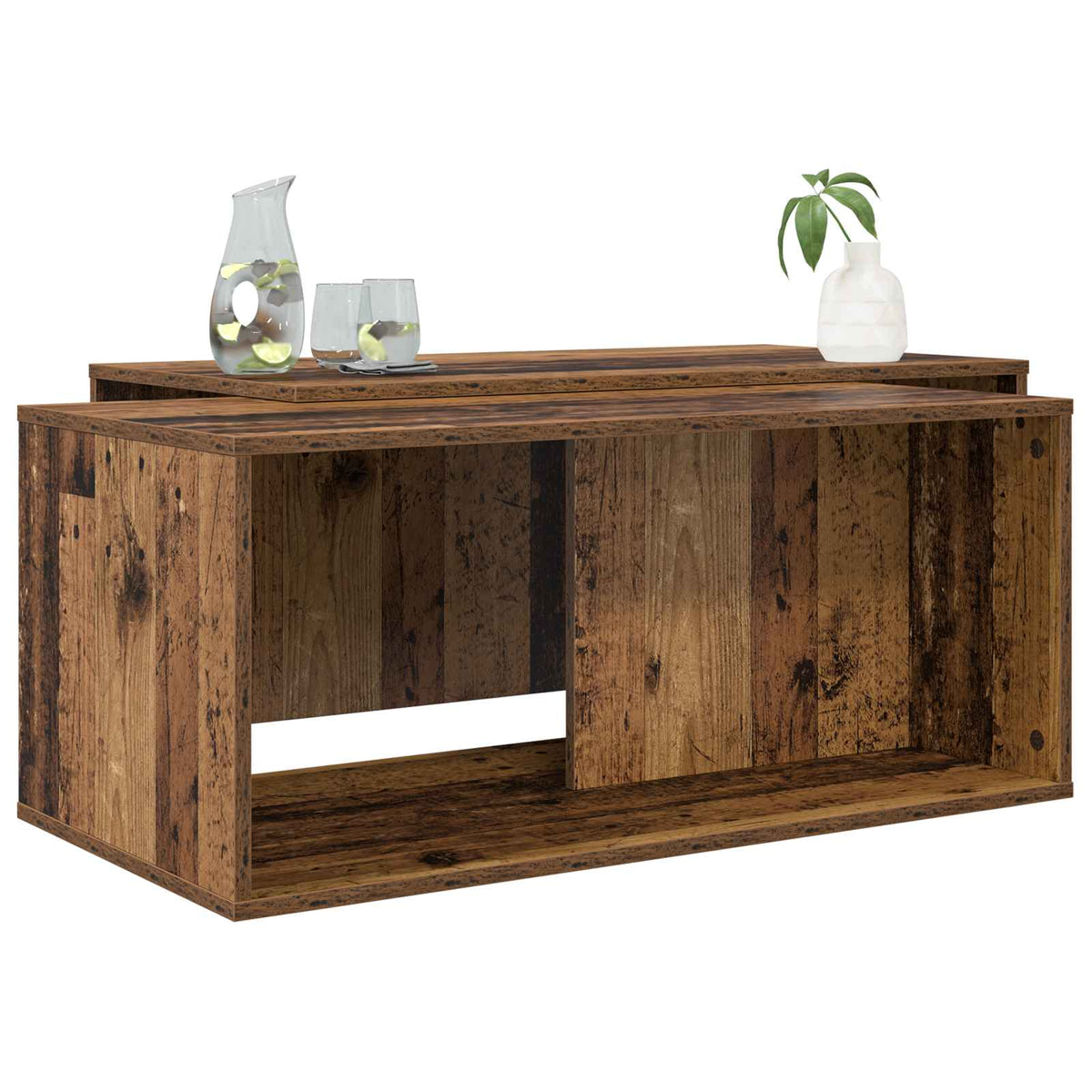 Kaffebord Sæt 2 stk. Gammelt træ 90 x 48 x 40 cm