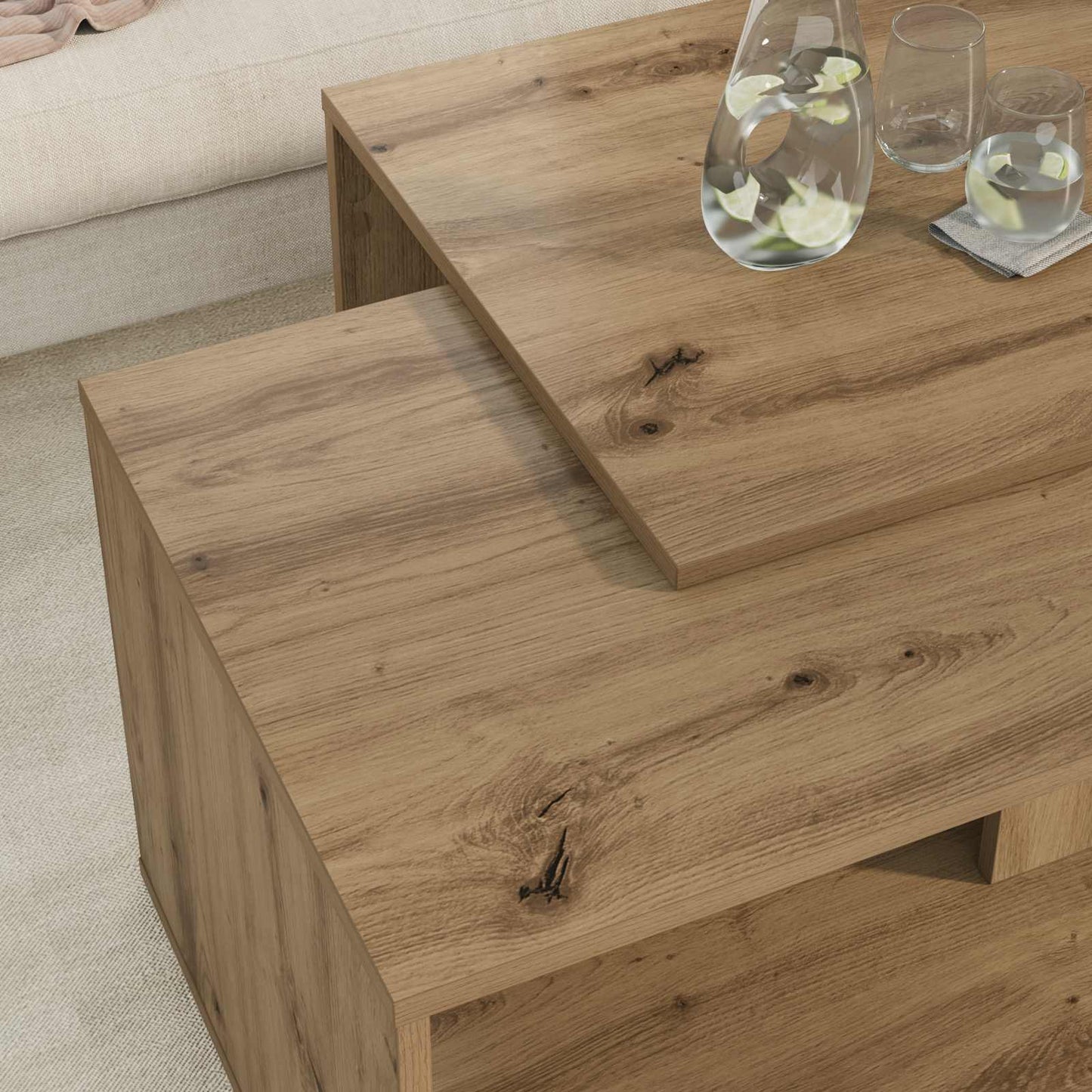 Kaffebord Sæt 2 stk. Artisan Egetræ 90 x 48 x 40 cm