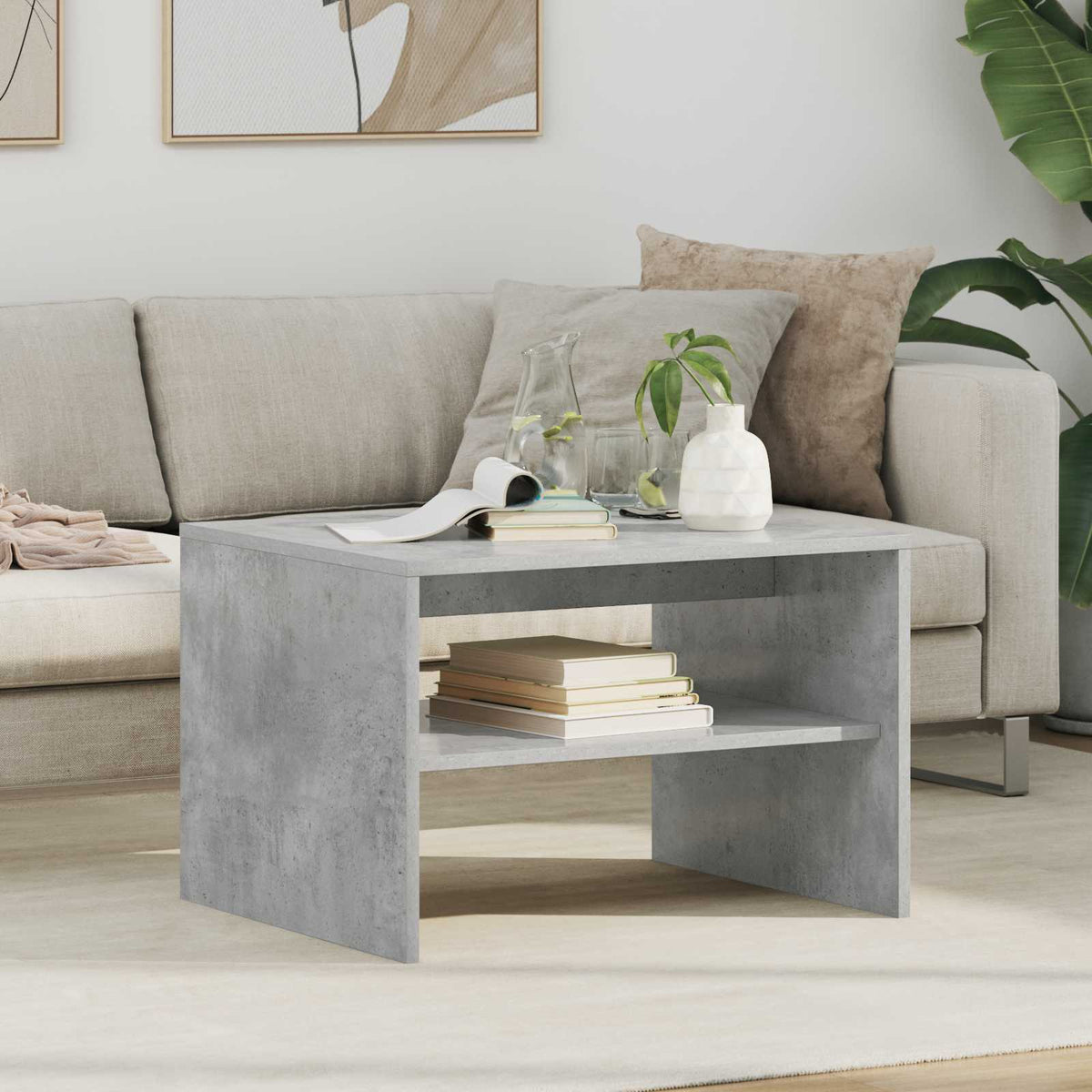 Sofabord Beton Grå 60 x 50 x 40 cm Konstrueret træ