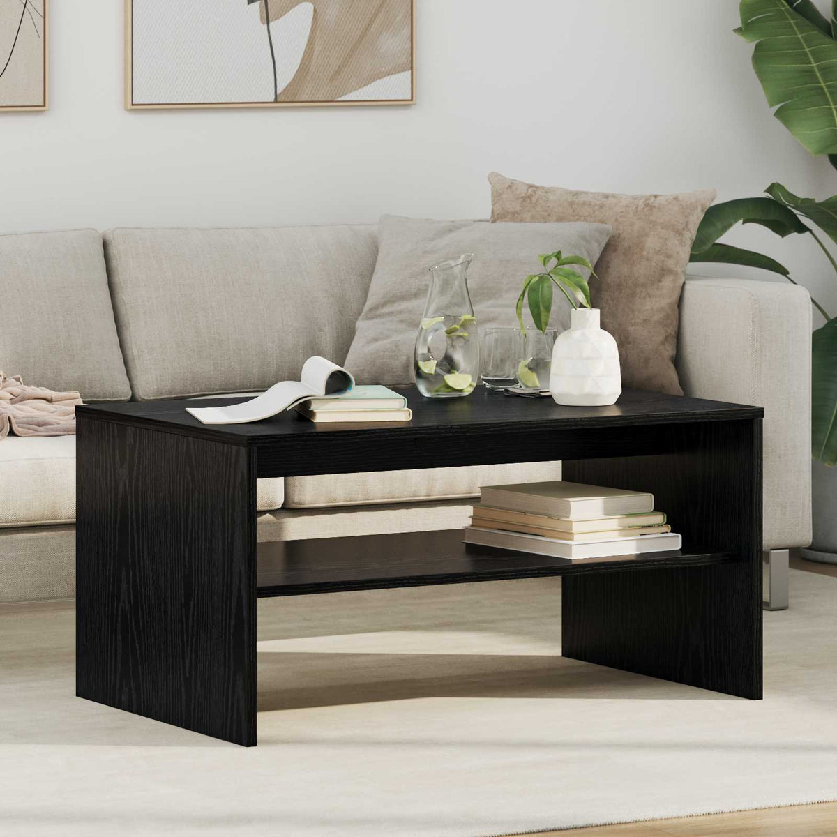 Sofabord Sort eg 80 x 50 x 40 cm Konstrueret træ