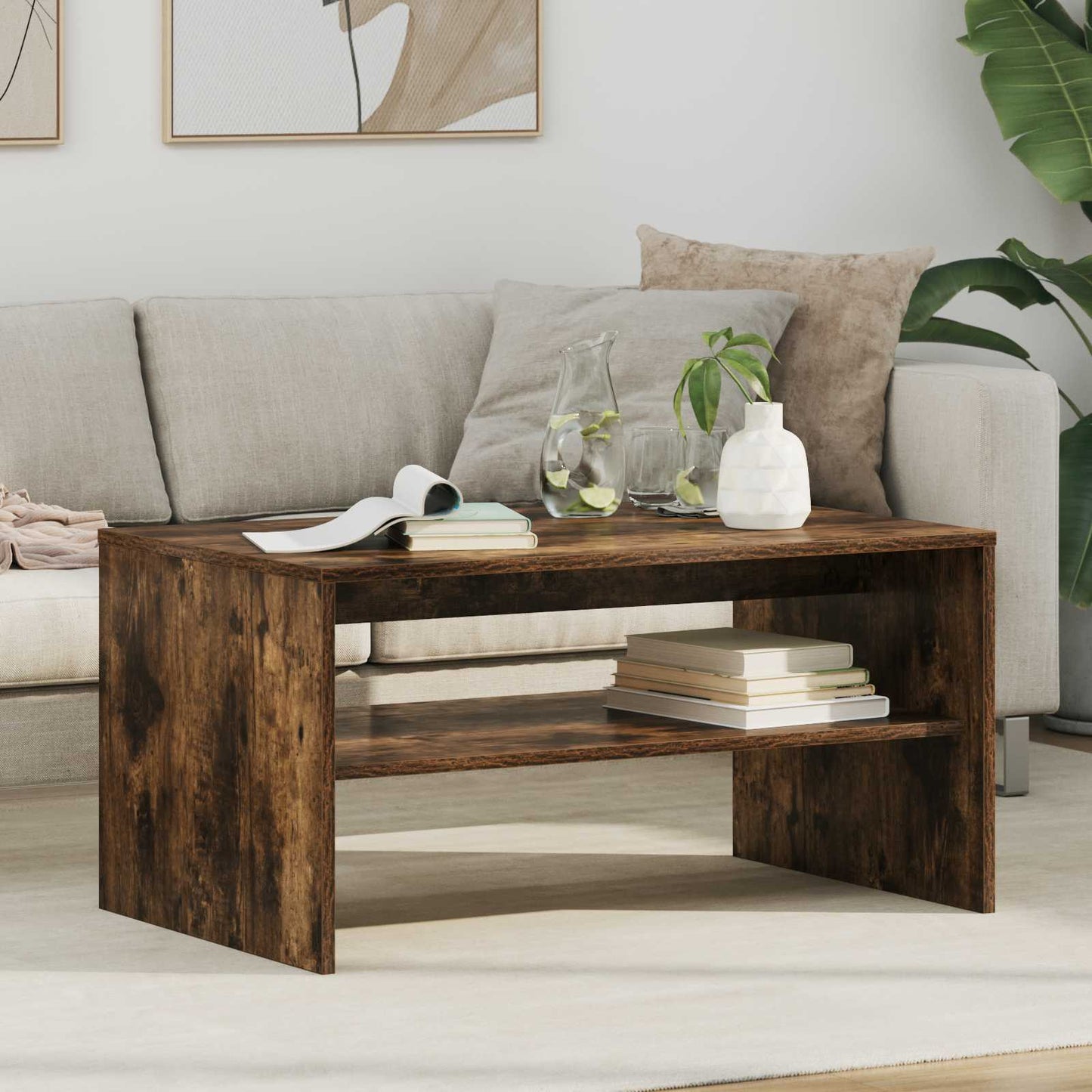 Sofabord Røget eg 80 x 50 x 40 cm Konstrueret træ