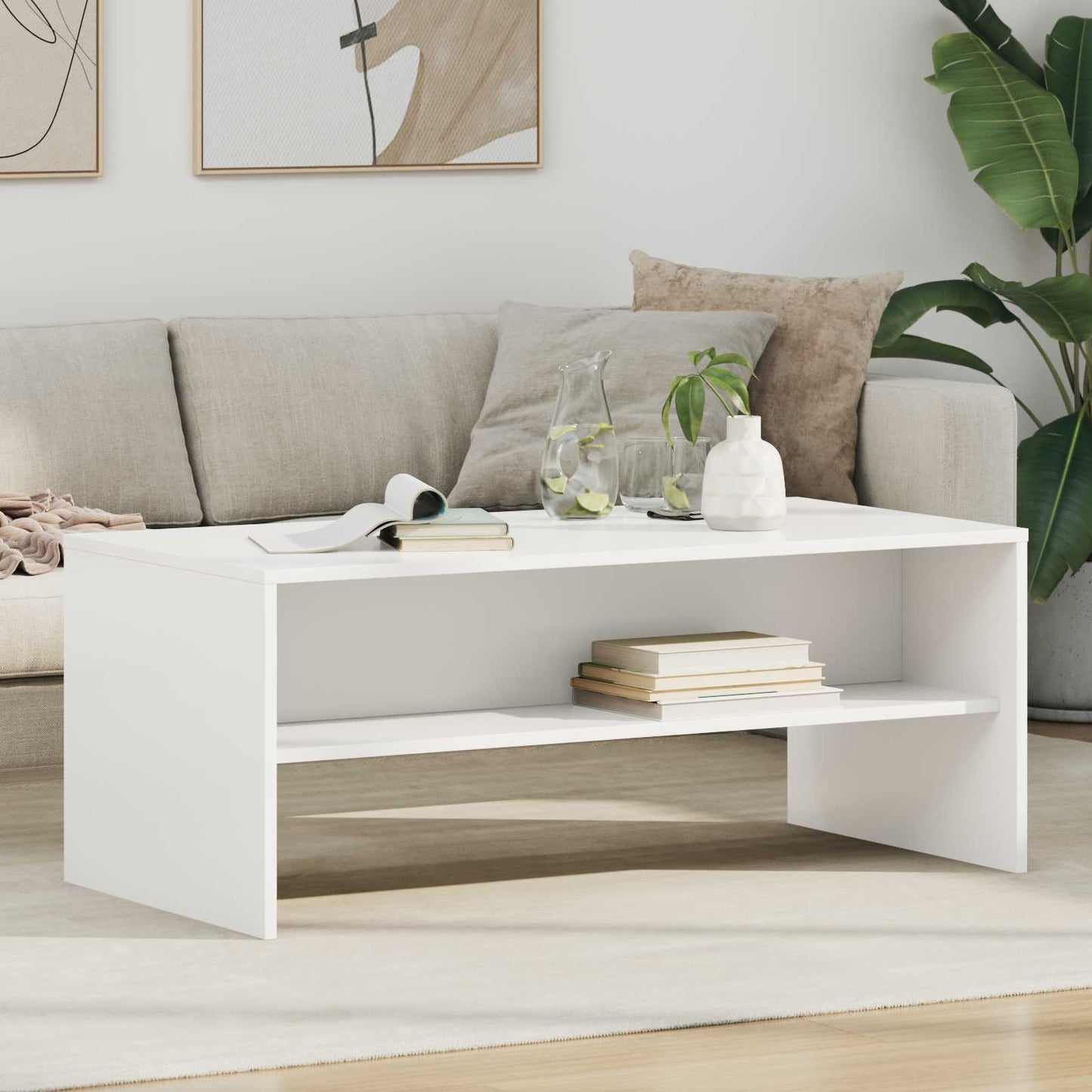 Sofabord Hvid 100 x 50 x 40 cm Konstrueret træ