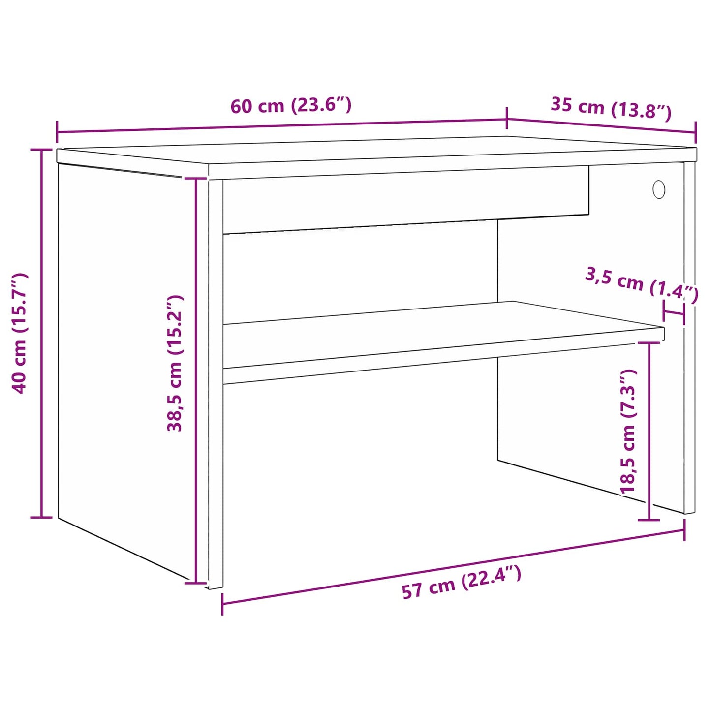 TV-skab 60 x 35 x 40 cm Sonoma eg Konstrueret træ